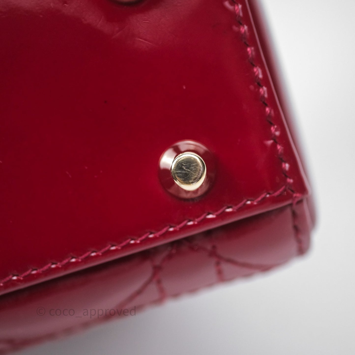 Christian Dior Mini Lady Dior Red Patent Cannage Gold Hardware