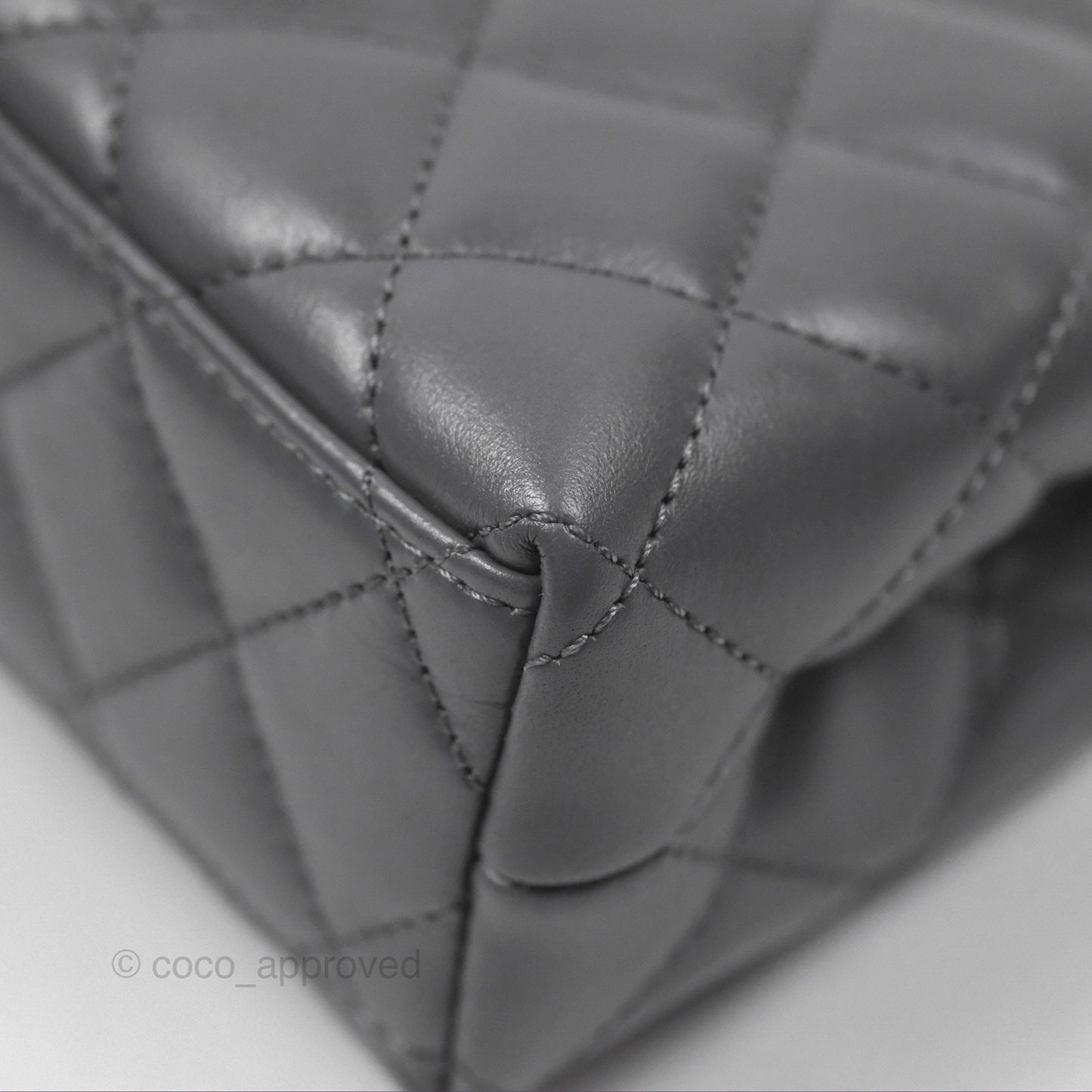 Chanel Kelly Bag Quilted Grey Shiny Calfskin Aged Gold Hardware