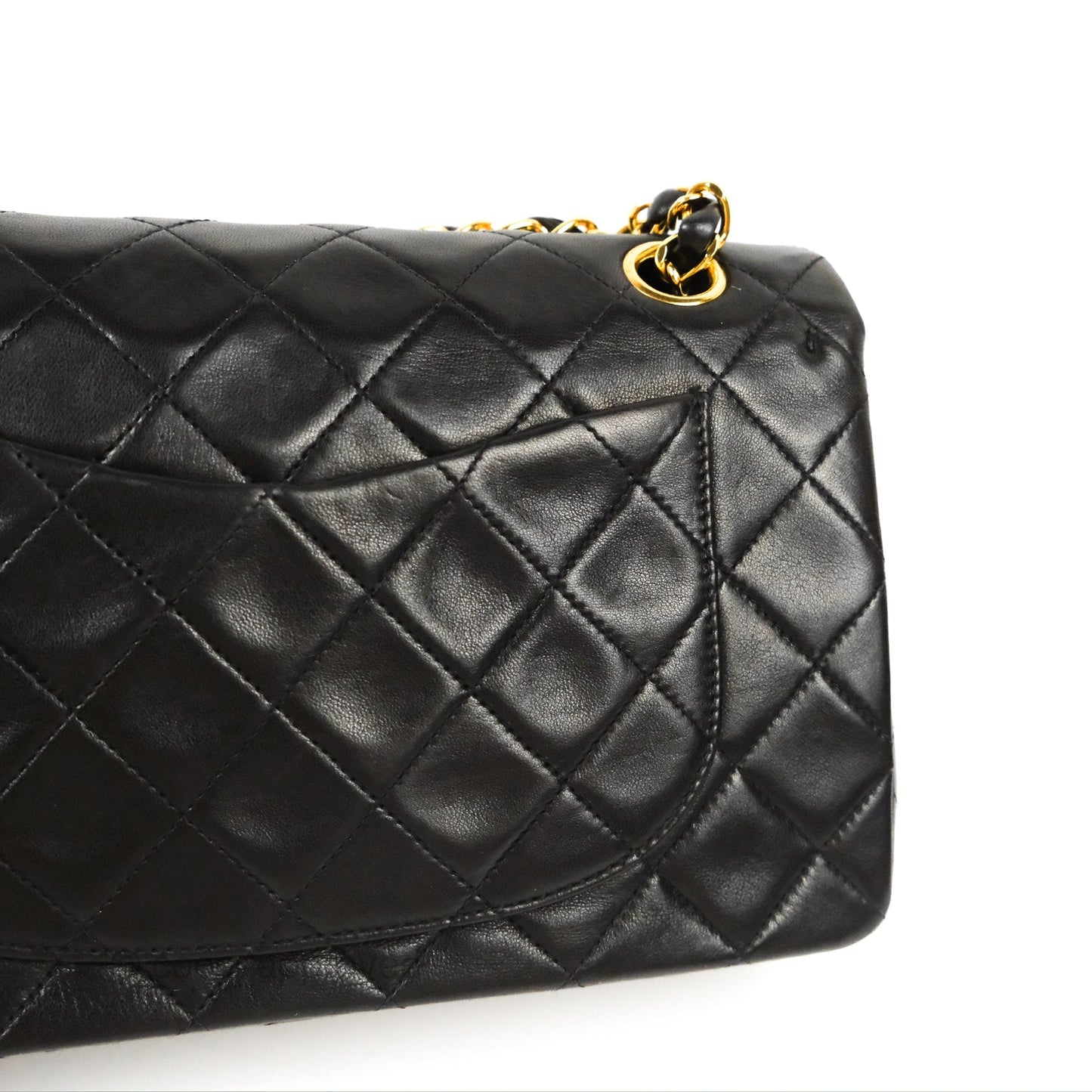 Chanel Vintage Small Classic Flap Black Lambskin 24K Gold Hardware