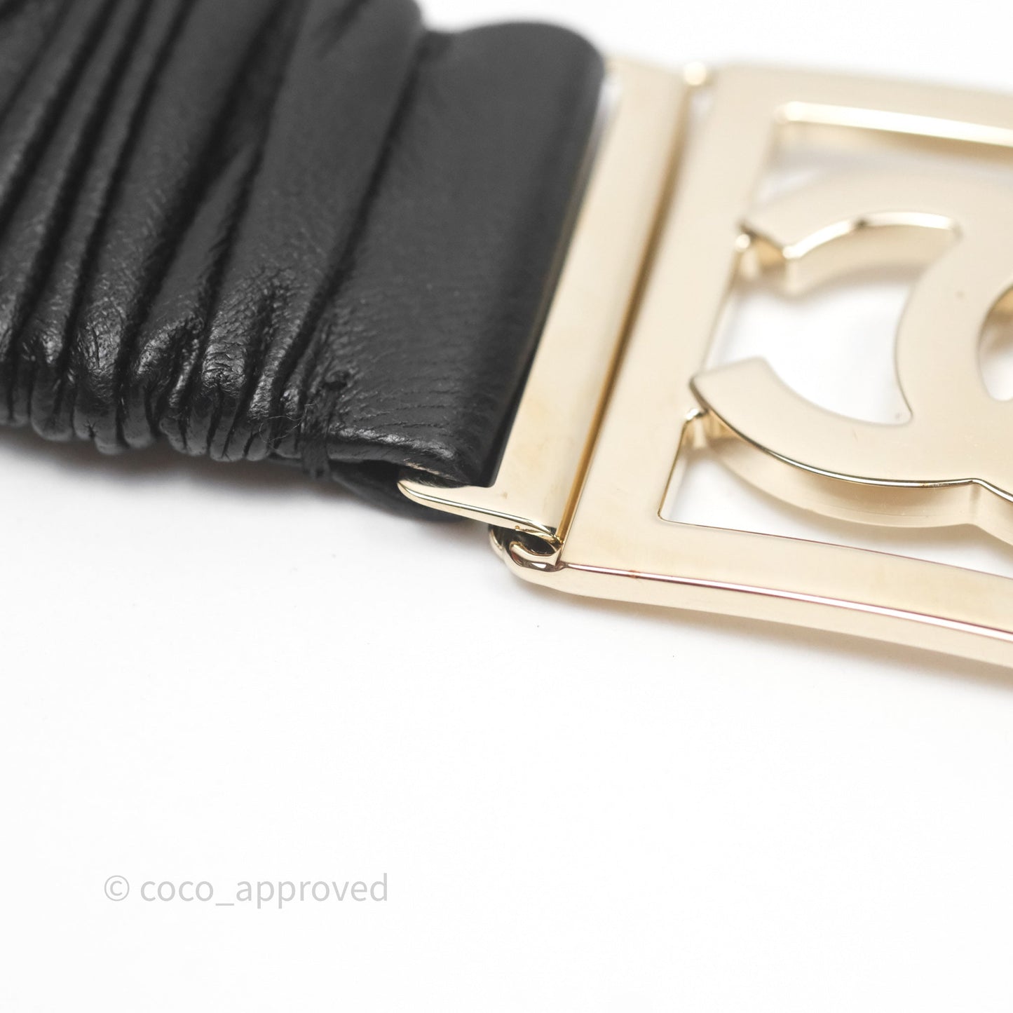 Chanel Square CC Belt Black Gold Hardware Size 75 23C