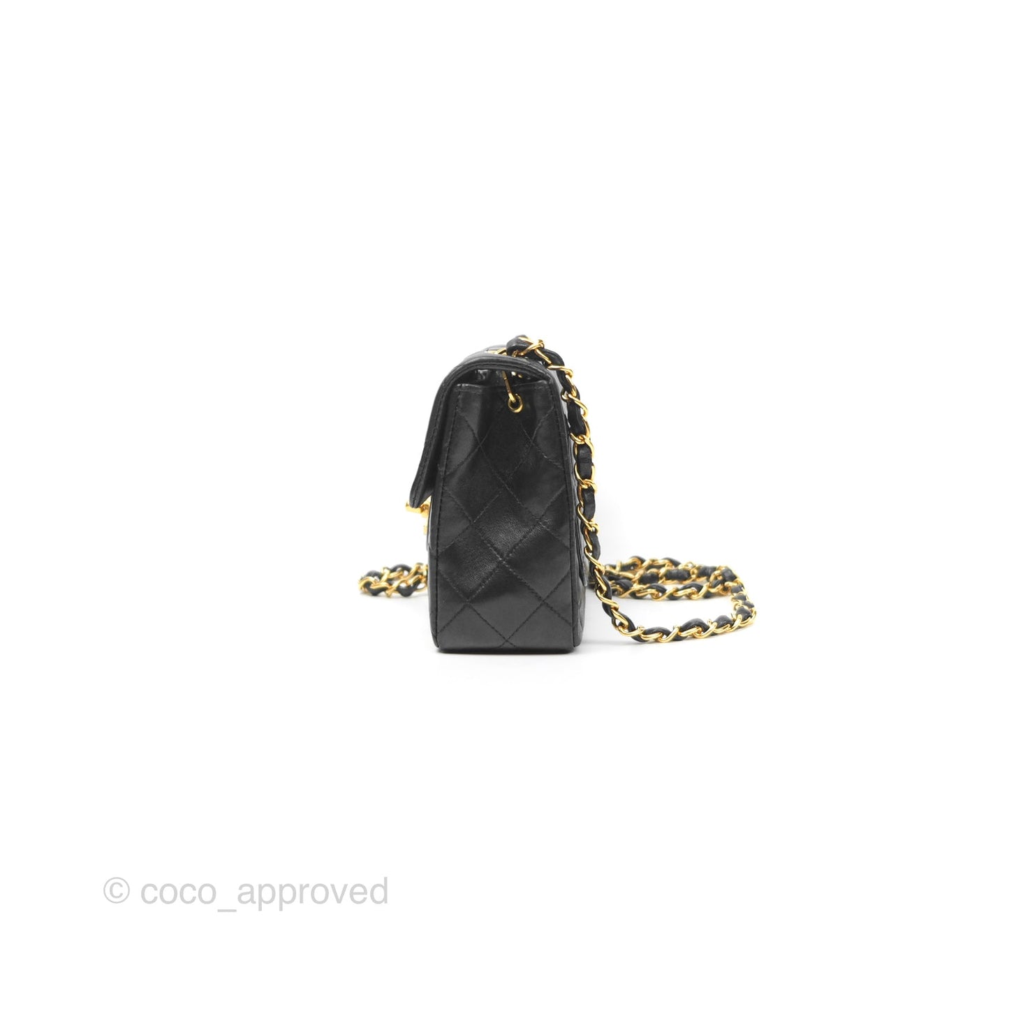 Chanel Vintage Mini Square Black Lambskin 24K Gold Hardware