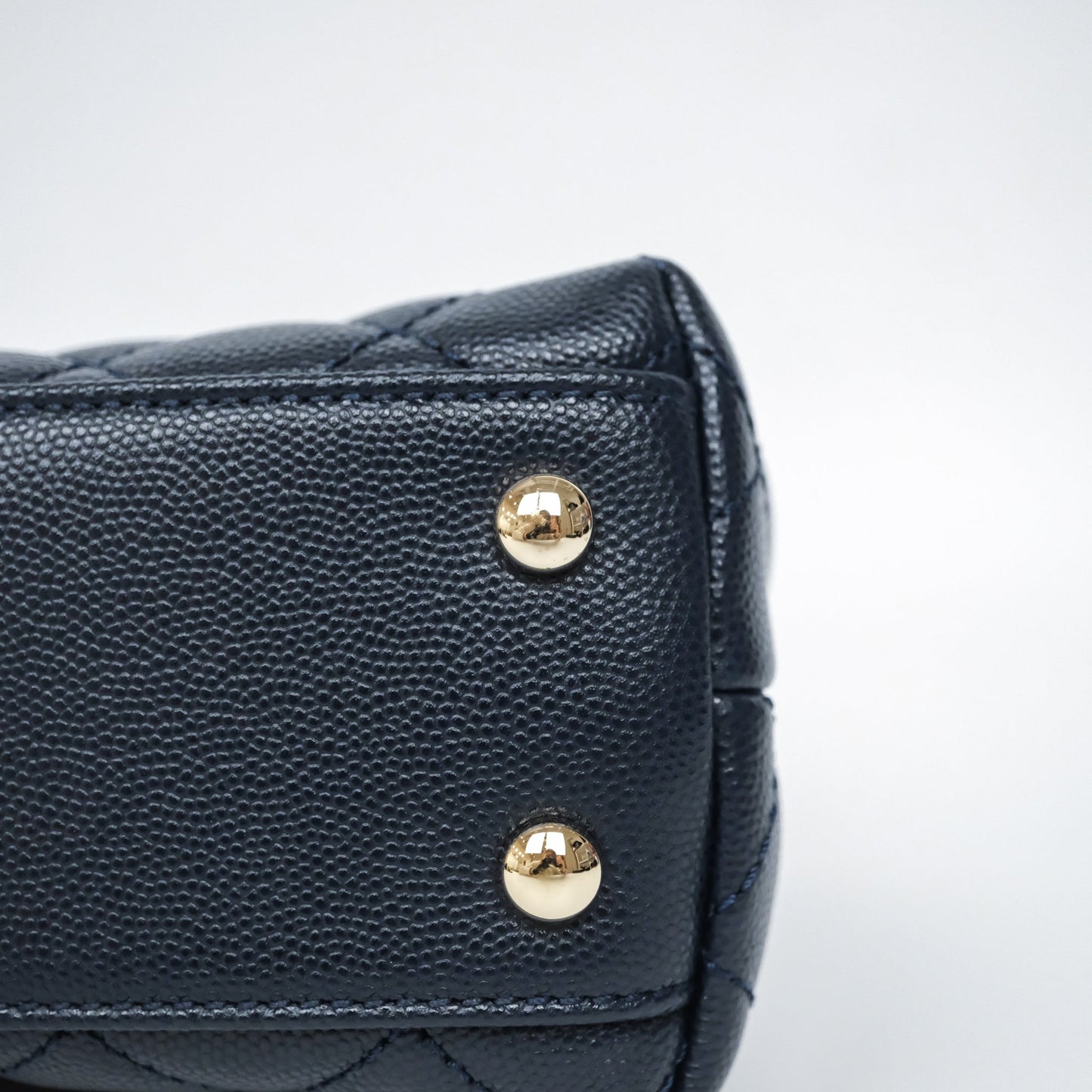 Chanel Small Coco Handle Navy Caviar Light Gold Hardware