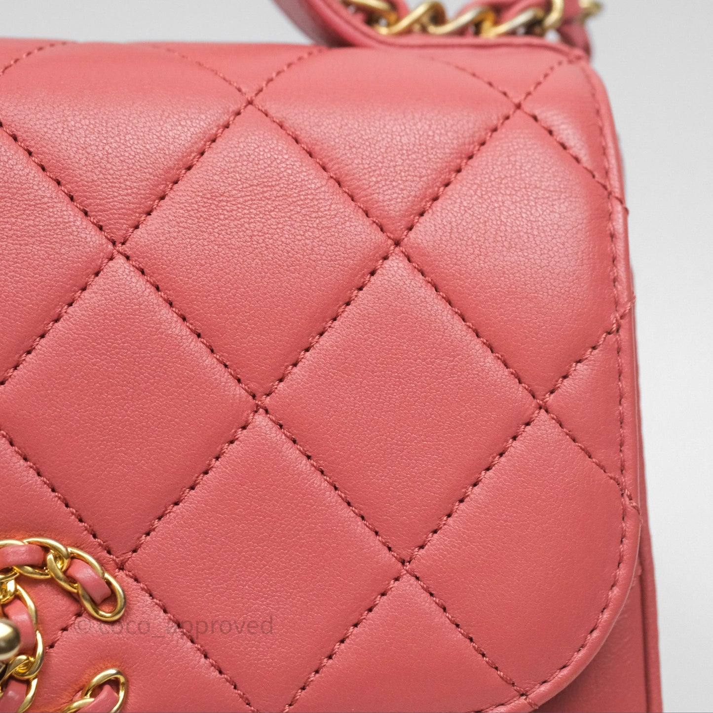 Chanel Quilted Small Chain Infinity Handle Bag Pink Lambskin Aged Gold Hardware