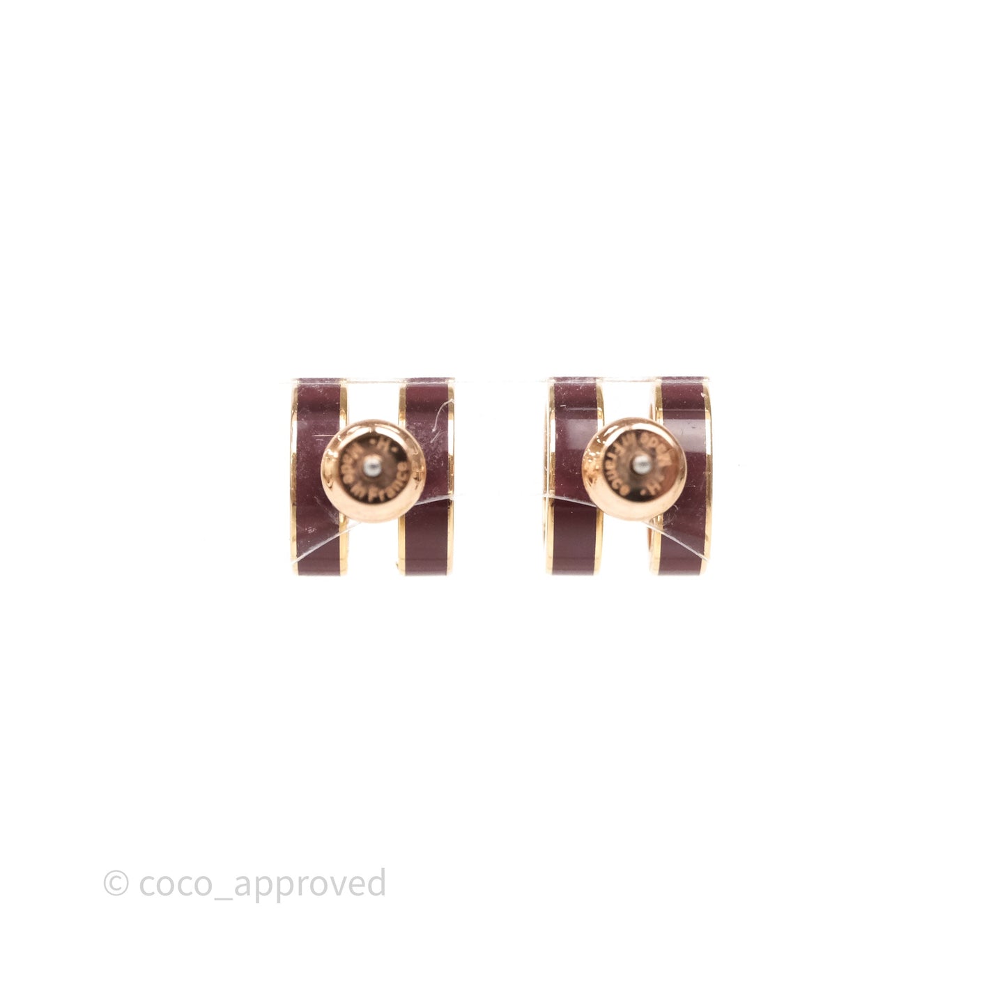 Hermès Pop H Earrings Burgundy Rose Gold
