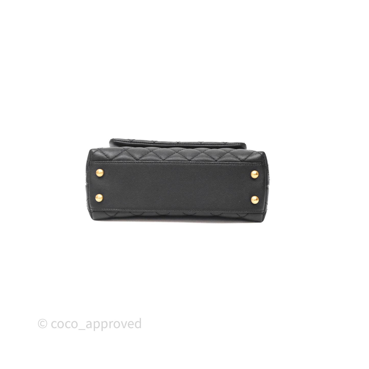 Chanel Small Quilted Coco Handle Black Caviar Aged Gold Hardware