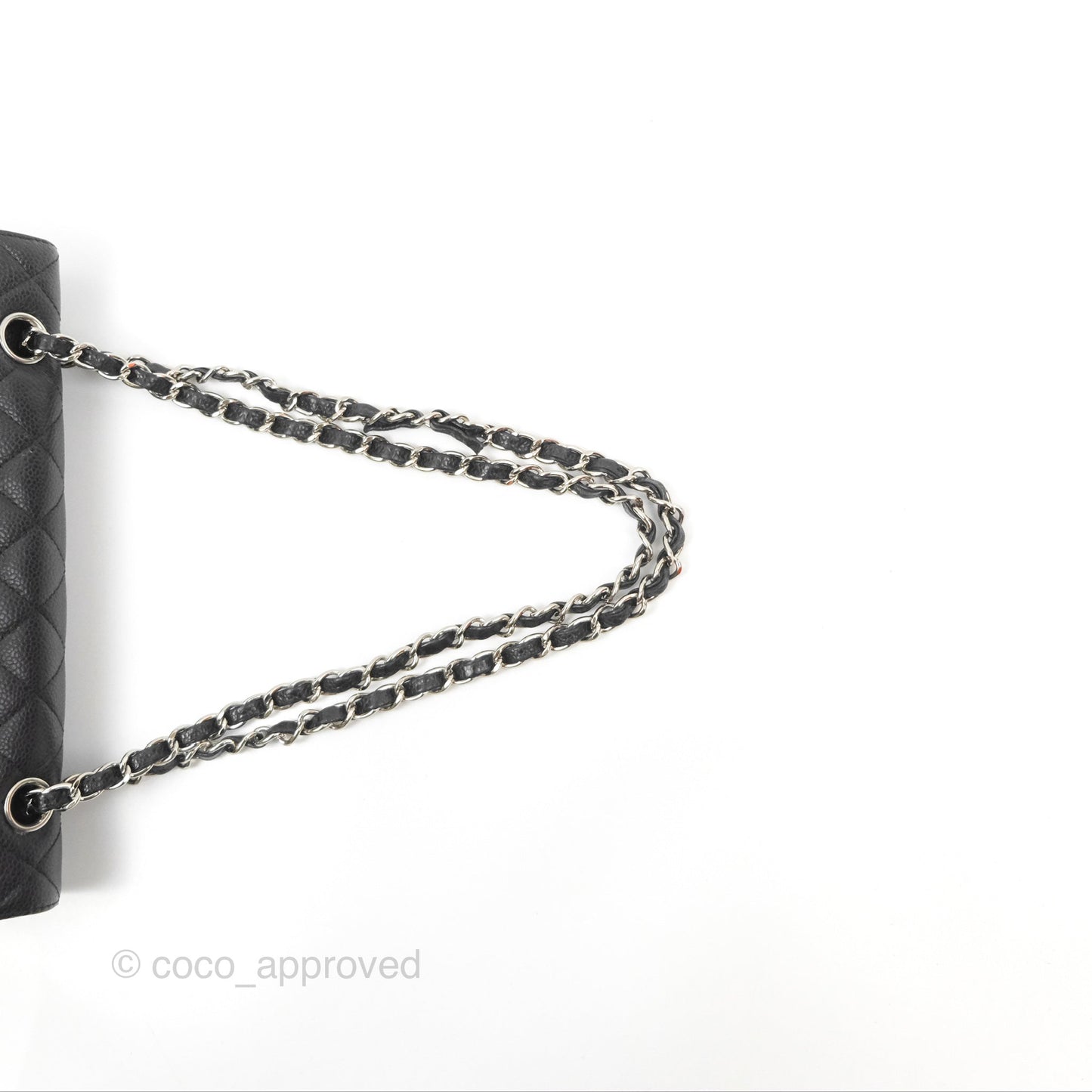 Chanel Classic M/L Medium Flap Quilted Black Caviar Silver Hardware