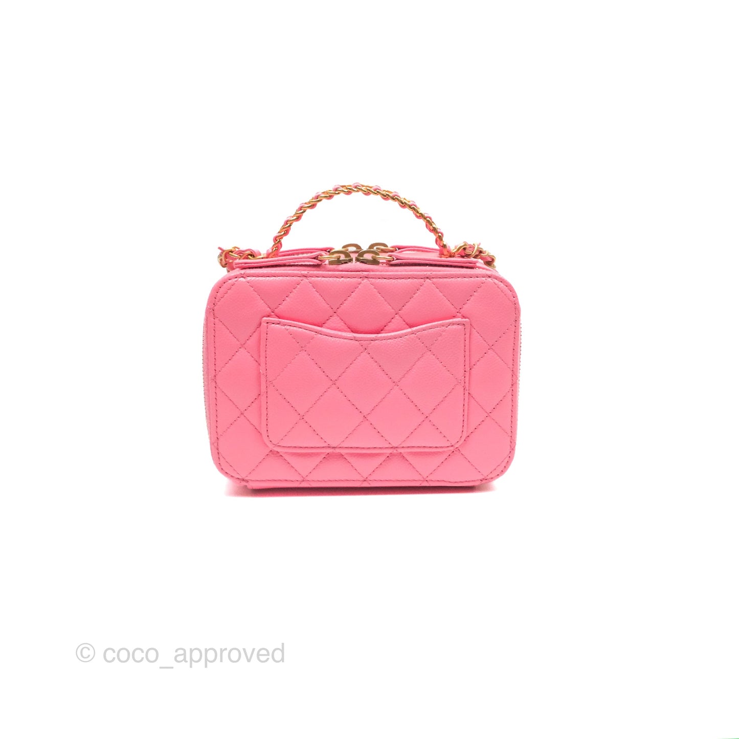 Chanel Caviar Quilted Pick Me Up Small Vanity Case Hot Pink