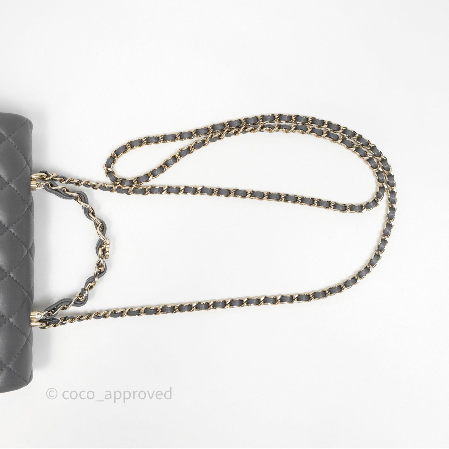 Chanel Chain Top Handle Mini Rectangular Flap Grey Lambskin Gold Hardware