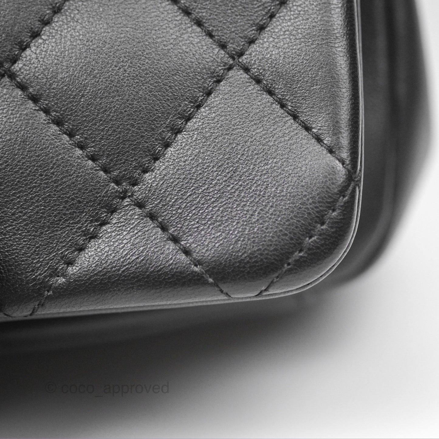 Chanel Small Chain Flap Bag Black Lambskin Aged Gold Hardware 22A