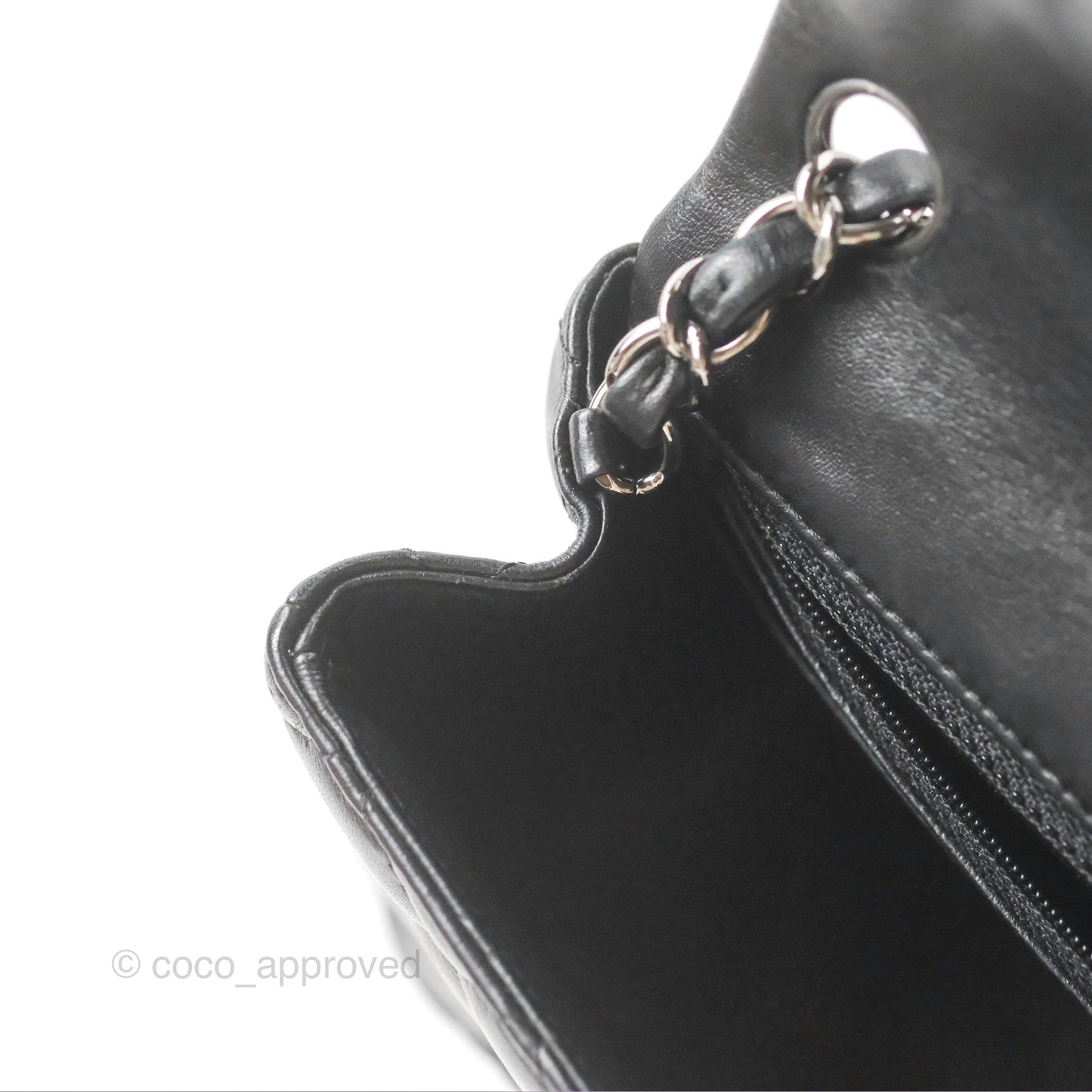 Chanel Mini Square Black Lambskin Dark Silver Hardware