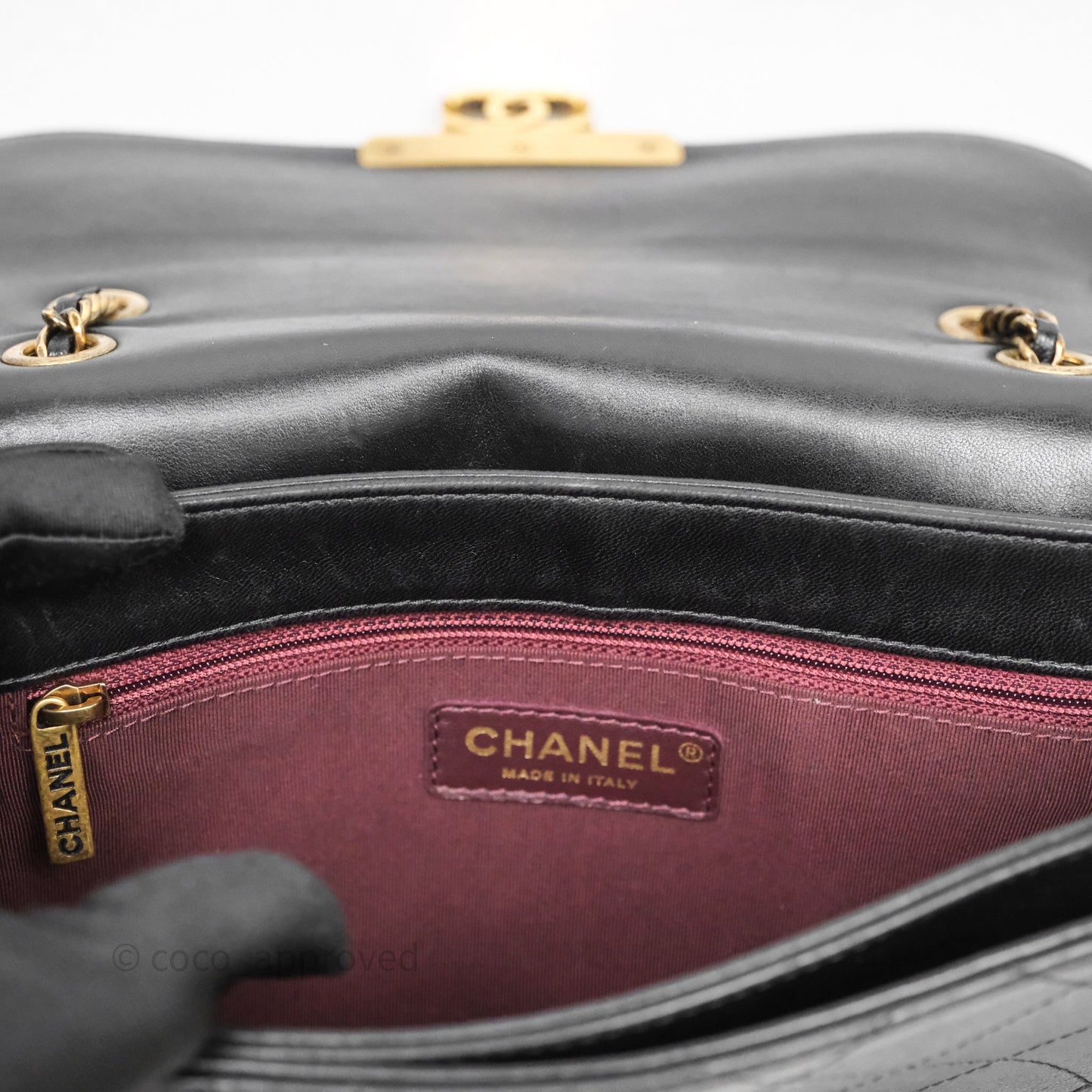 Chanel Quilted Flap Bag Black Calfskin Aged Gold Hardware