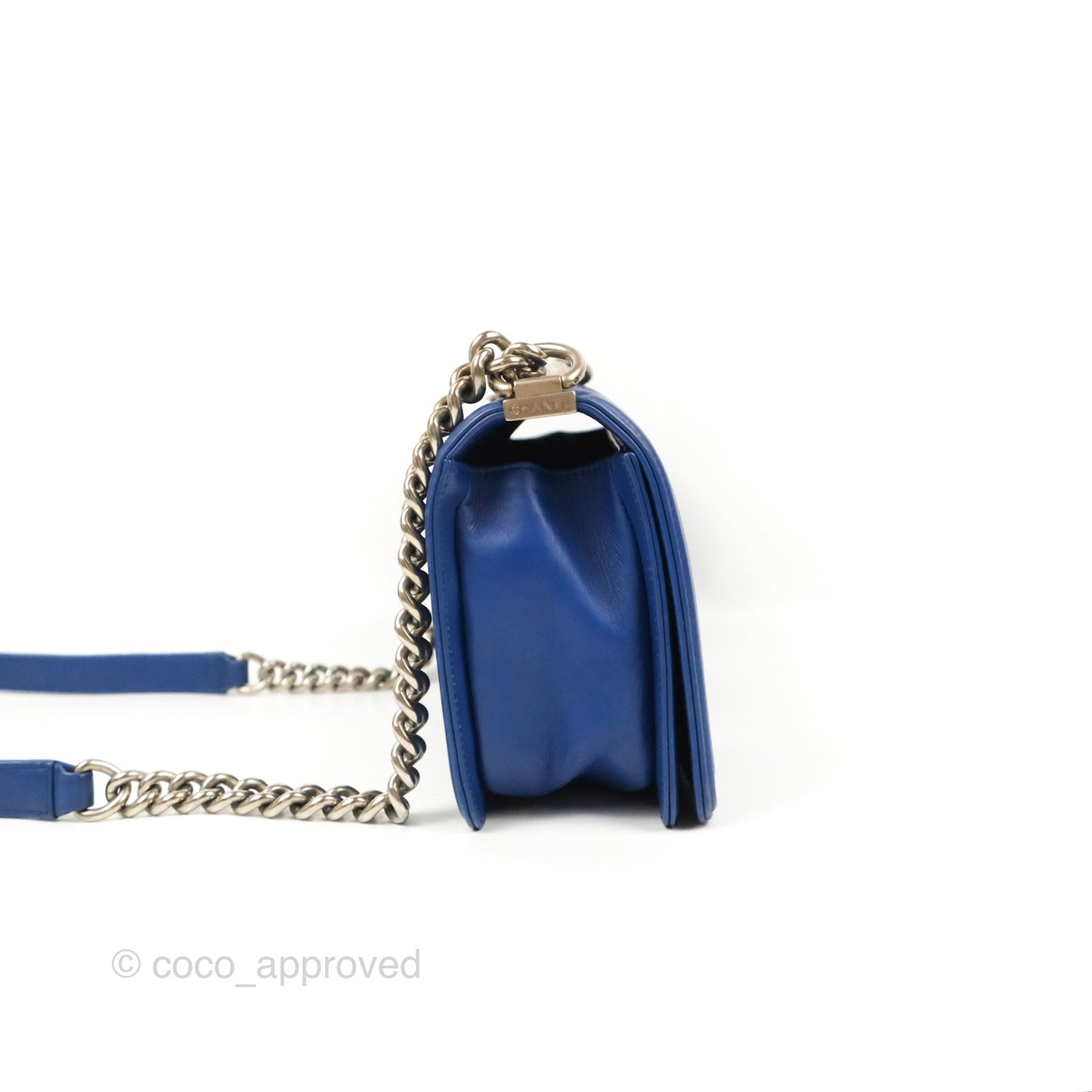 Chanel Medium Boy Blue Python Matte Silver Hardware