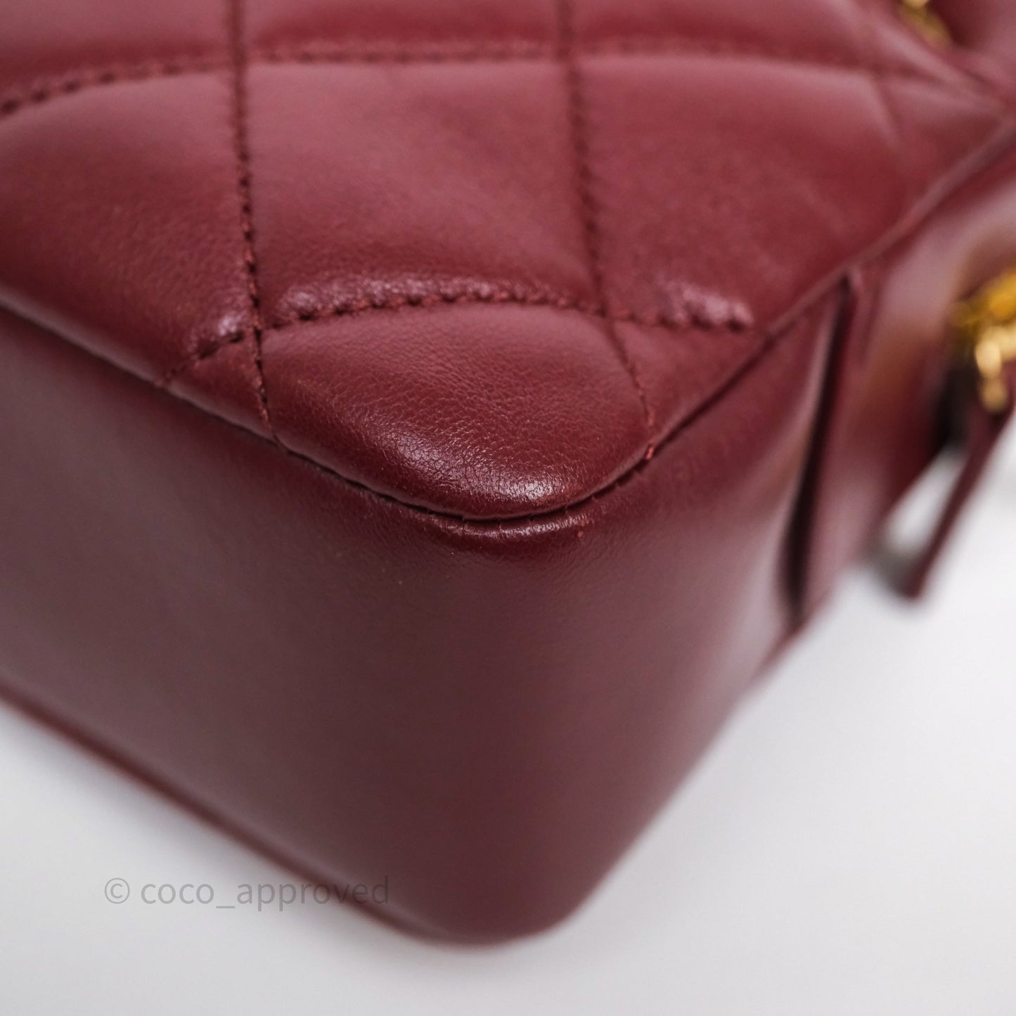 Chanel Small Camera Bag Burgundy Lambskin Gold Hardware