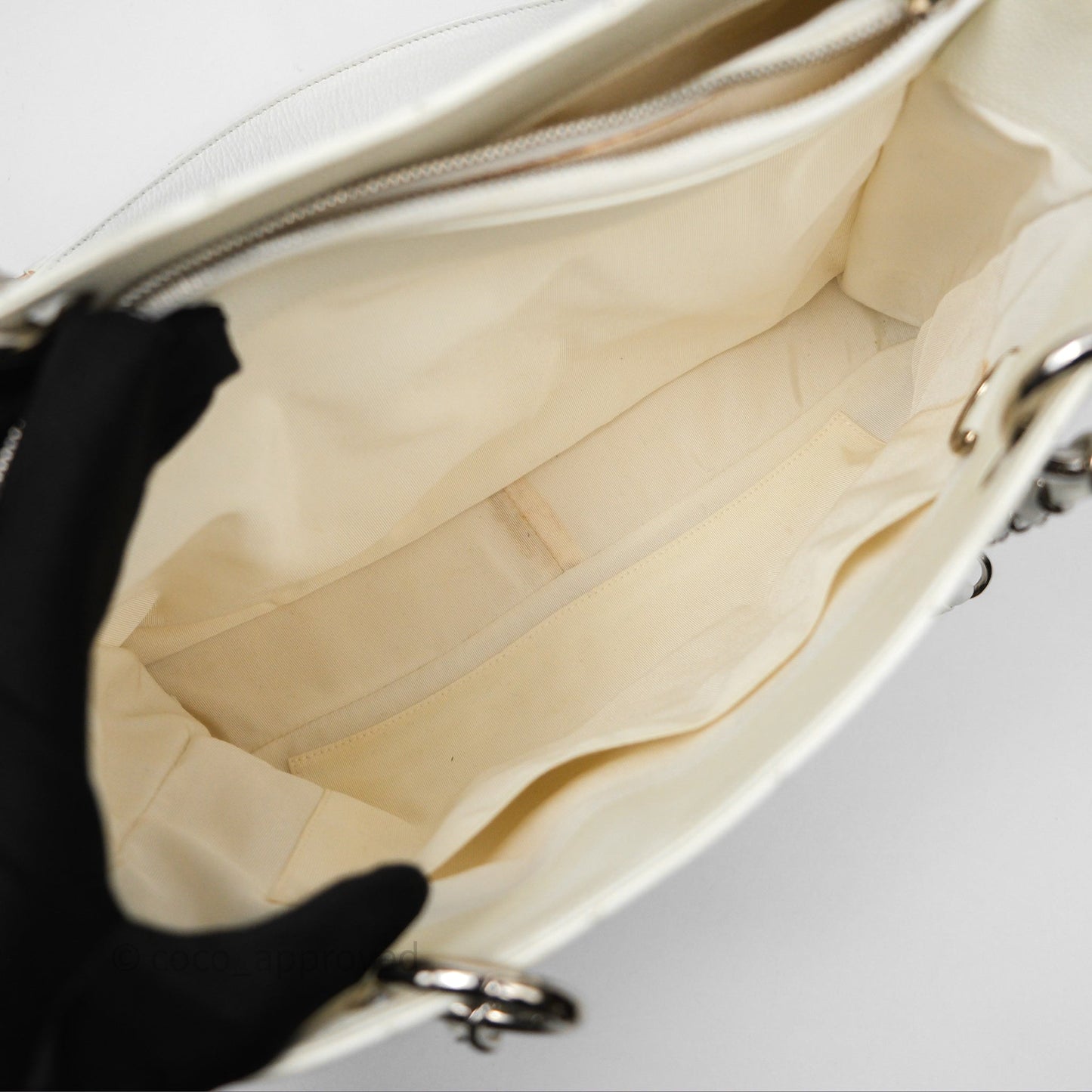 Chanel GST White Caviar Silver Hardware
