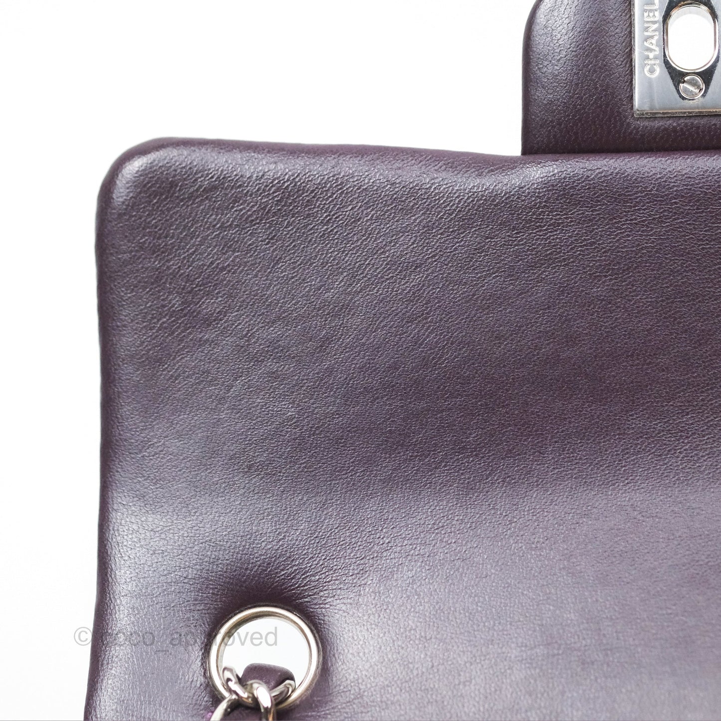 Chanel Mini Rectangular Quilted Dark Purple Lambskin Silver Hardware