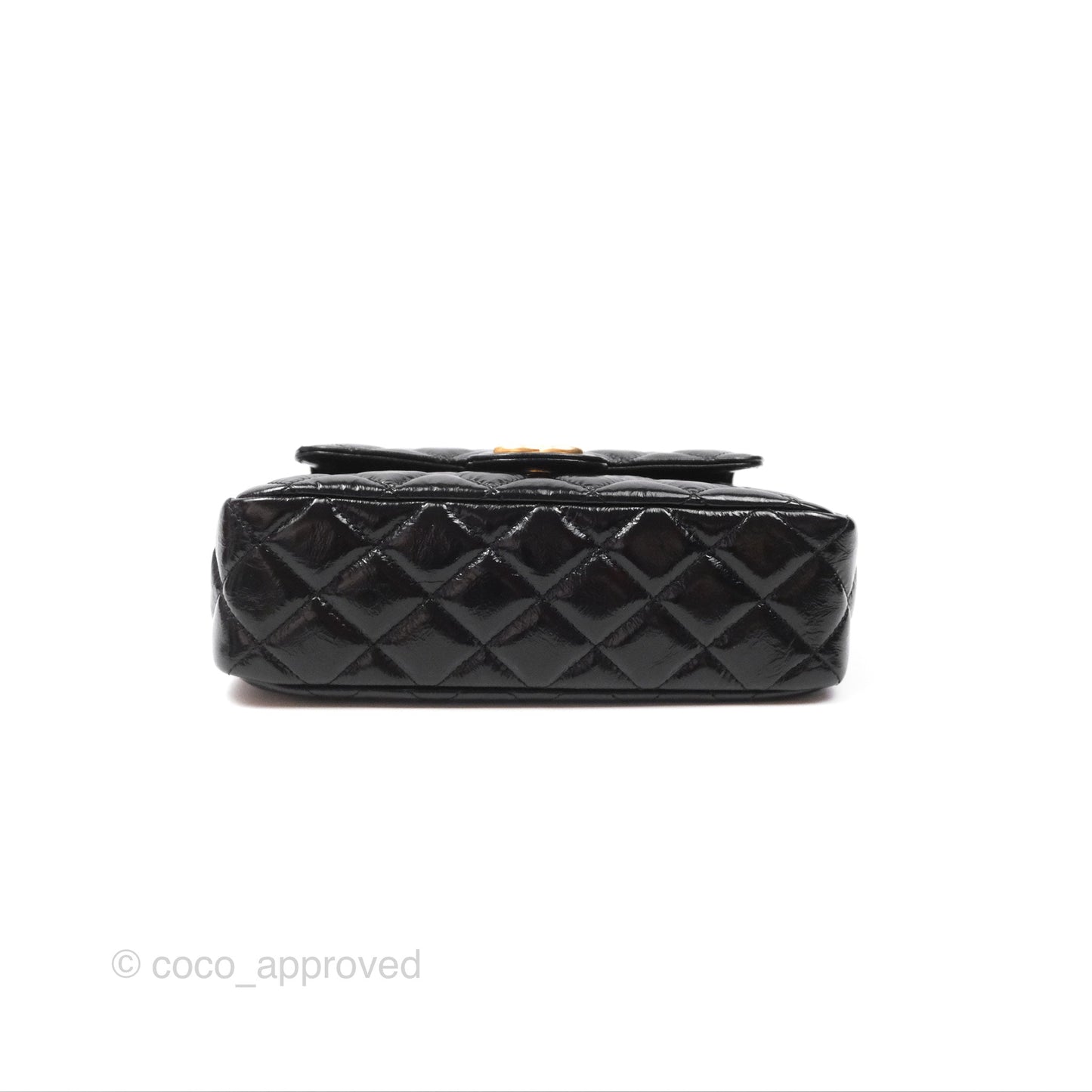 Chanel Medium Quilted Wavy CC Hobo Black Patent Aged Gold Hardware