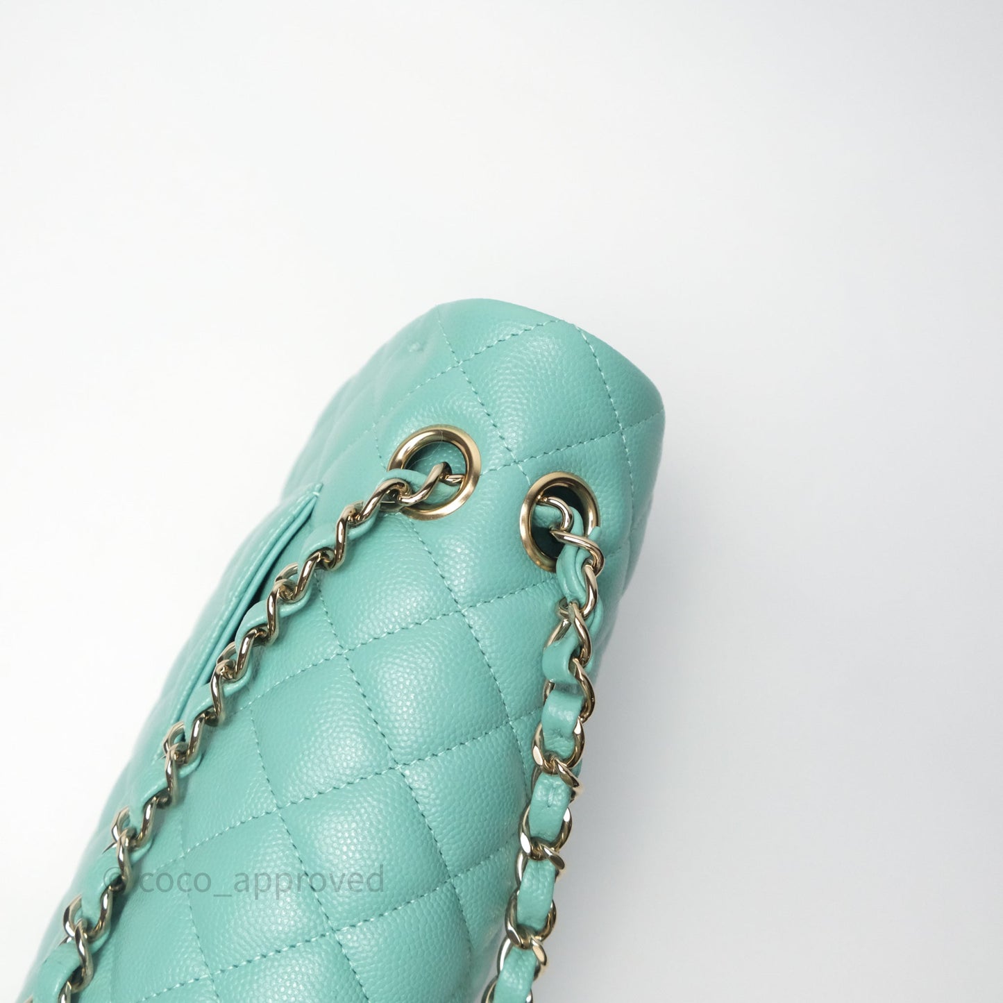 Chanel Classic M/L Medium Flap Quilted Tiffany Green Caviar Gold Hardware