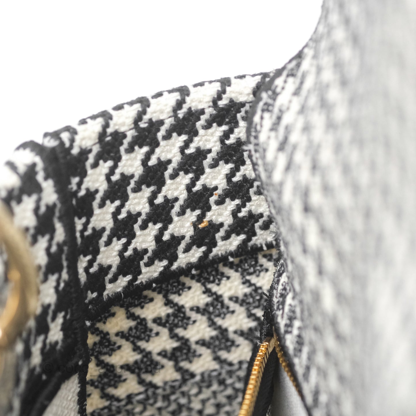 Christian Dior Medium Lady D-Lite Bag Black White Houndstooth