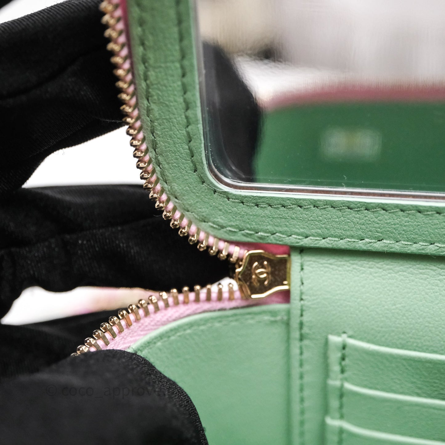 Chanel Vanity Rectangular Top Handle Pink Mint Green Lambskin Gold Hardware
