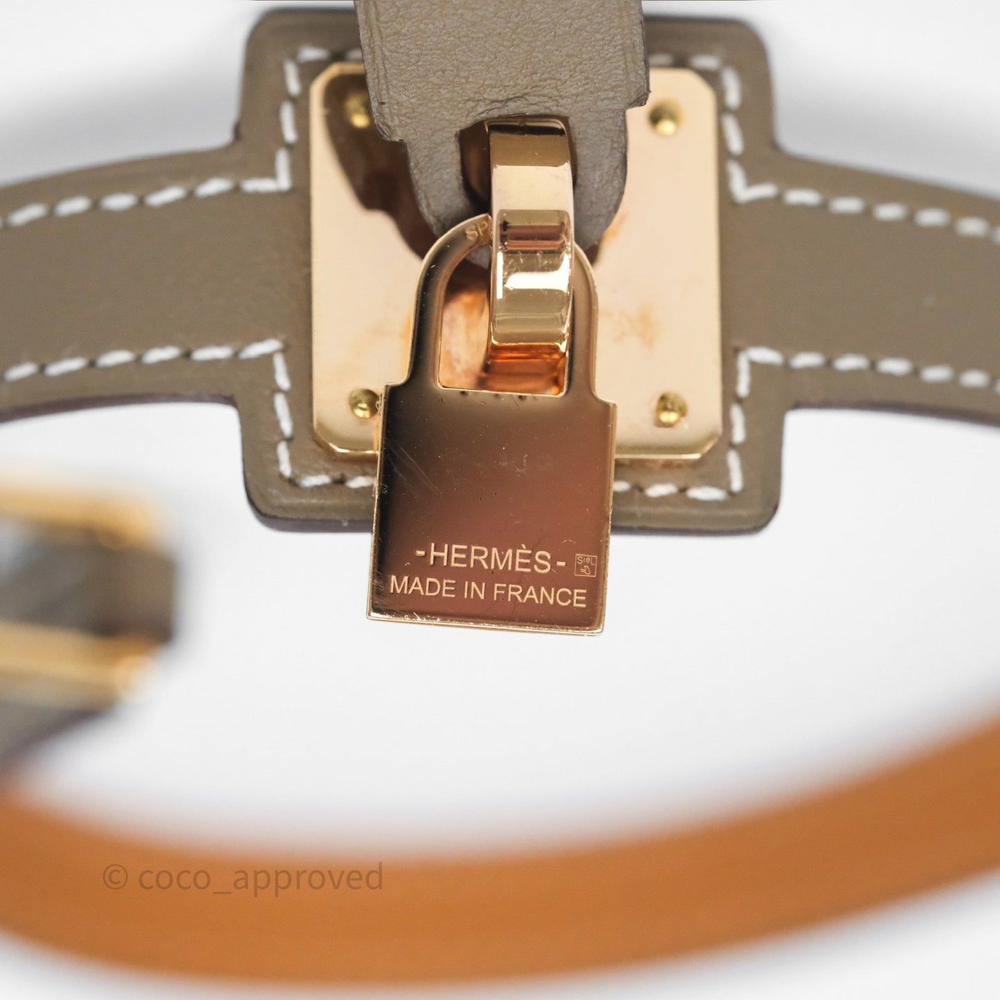 Hermès O'Kelly Double Tour Bracelet Etoupe 18 Swift Rose Gold Hardware