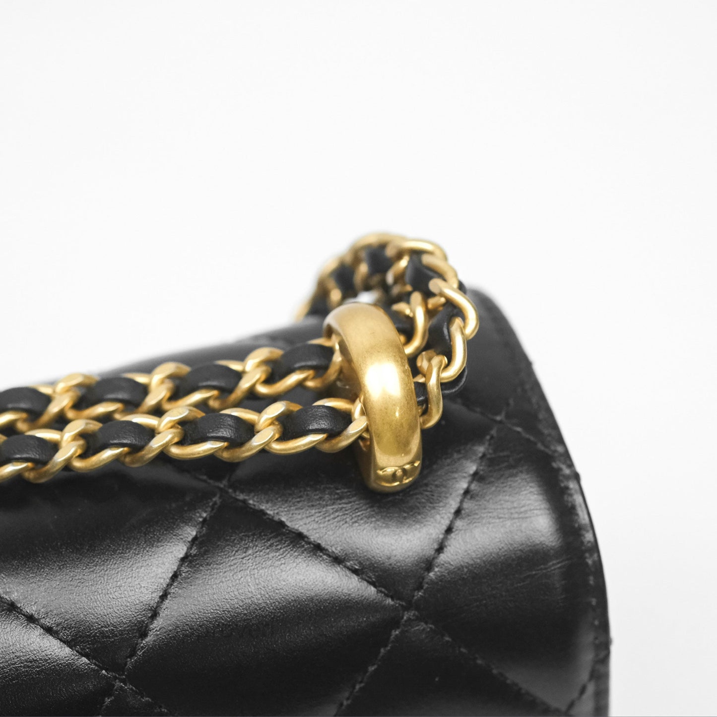 Chanel Quilted Small Perfect Fit Adjustable Black Calfskin Aged Gold Hardware