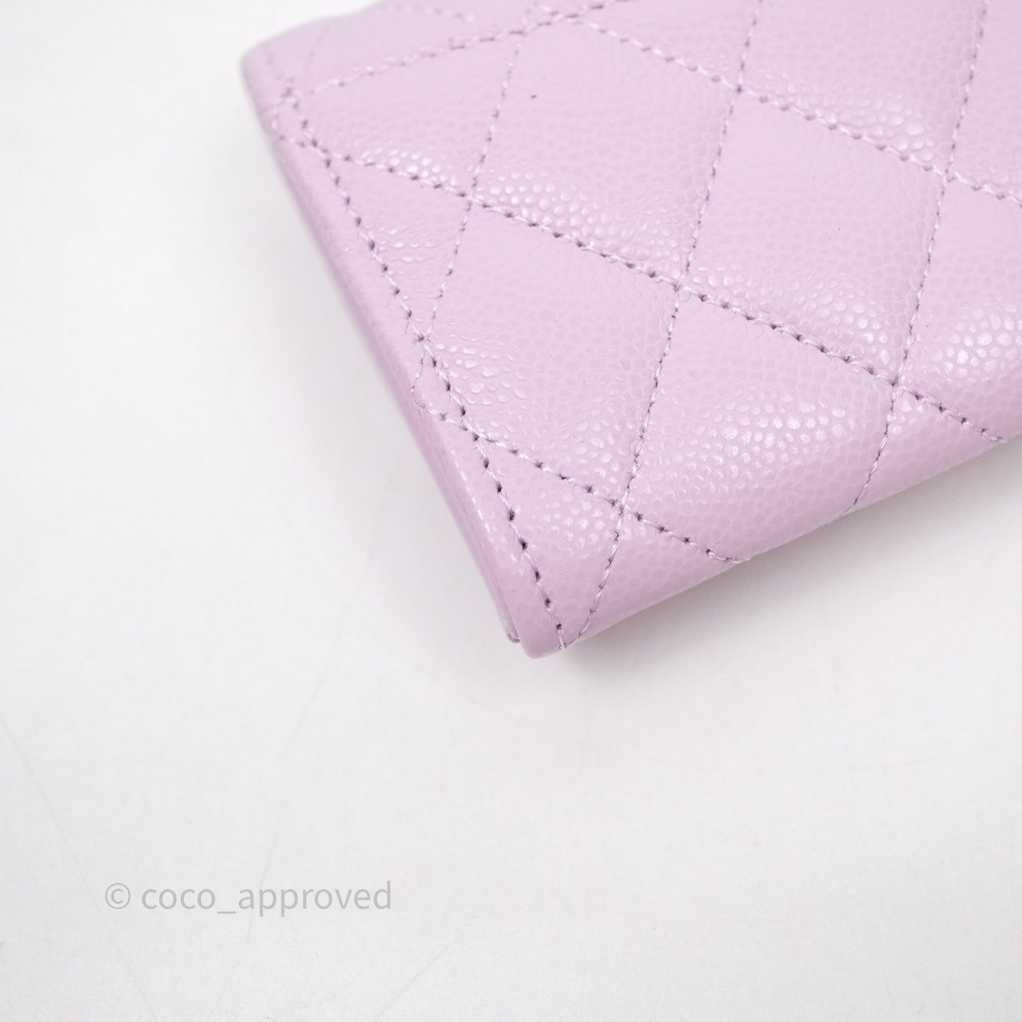 Chanel Quilted Flap Card Holder Purple Caviar Gold Hardware