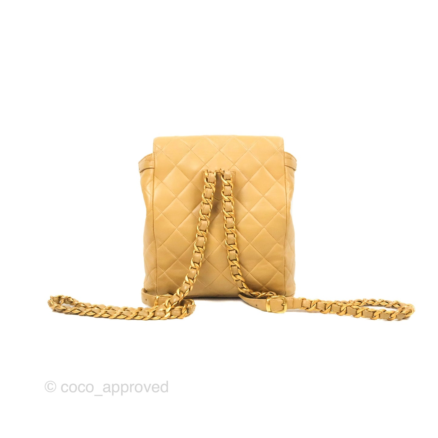 Chanel Vintage CC Duma Backpack Beige Lambskin 24K Gold Hardware