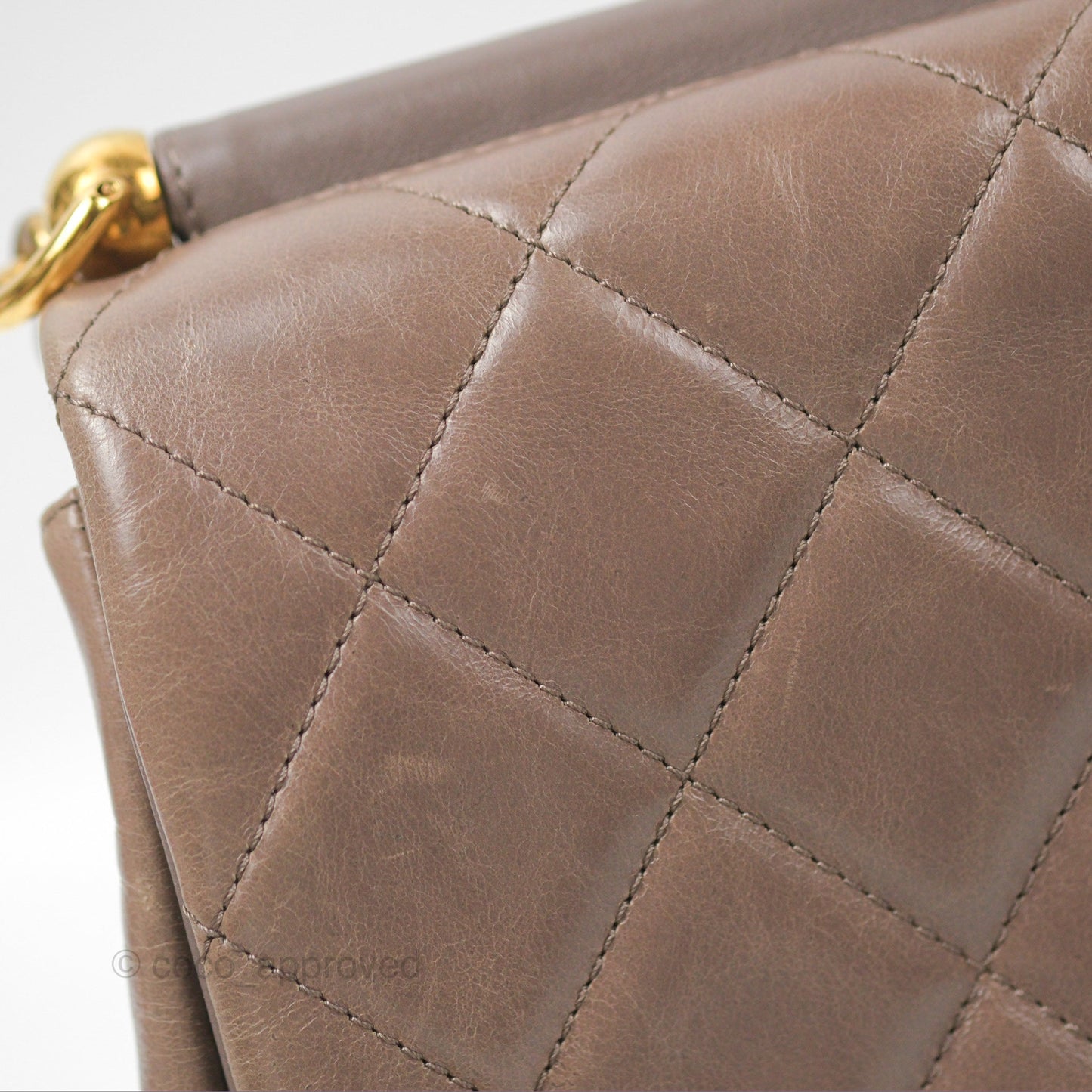 Chanel Gold Bar Single Flap Dark Grey Glazed Calfskin Gold Hardware