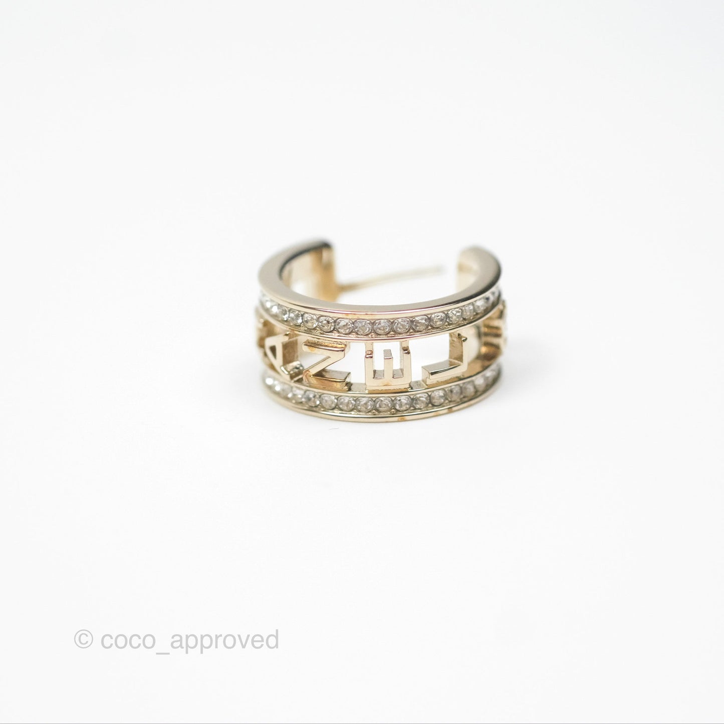 Chanel Logo Crystal Hoop Earrings Gold Hardware 21V