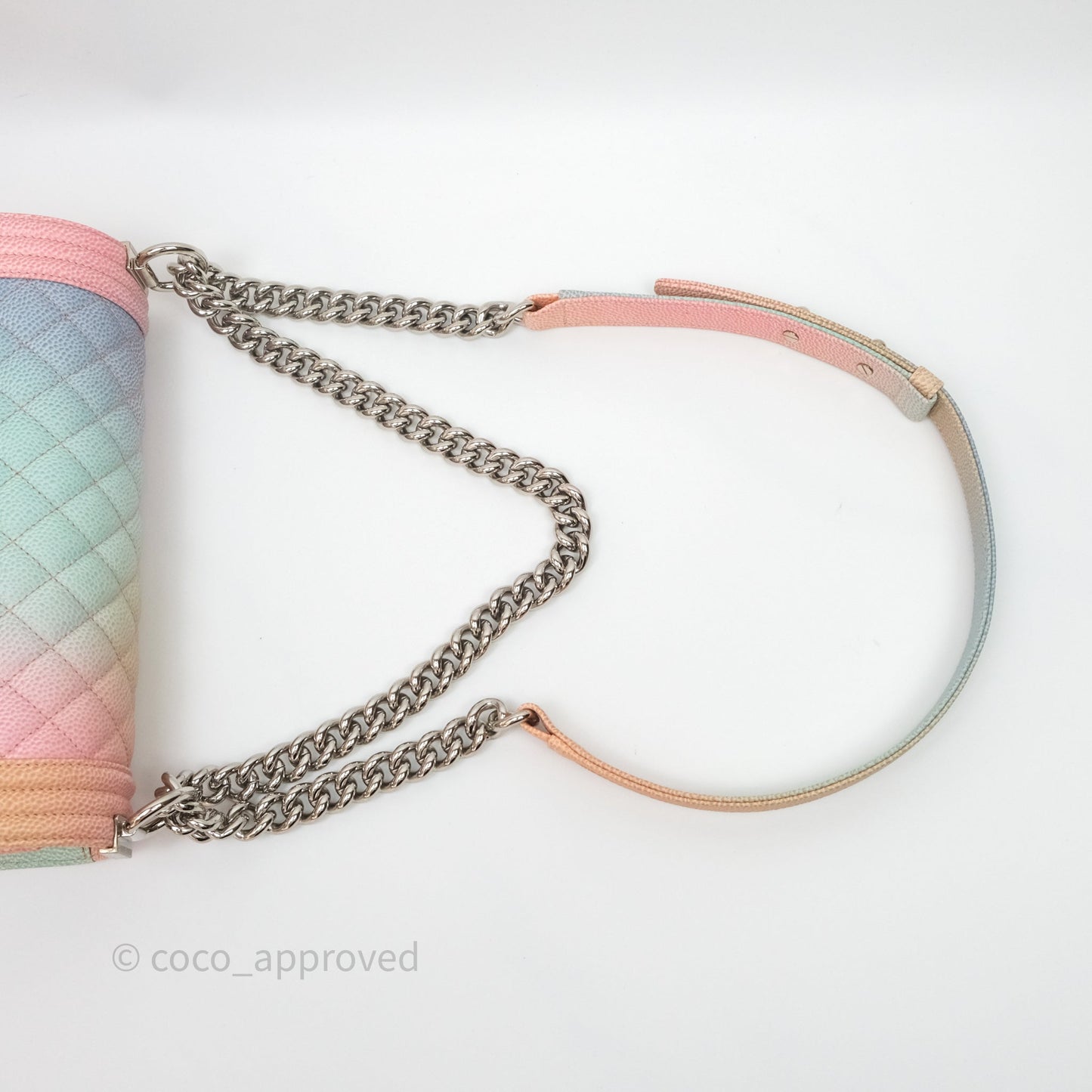 Chanel Medium Boy Quilted Rainbow Caviar Silver Hardware