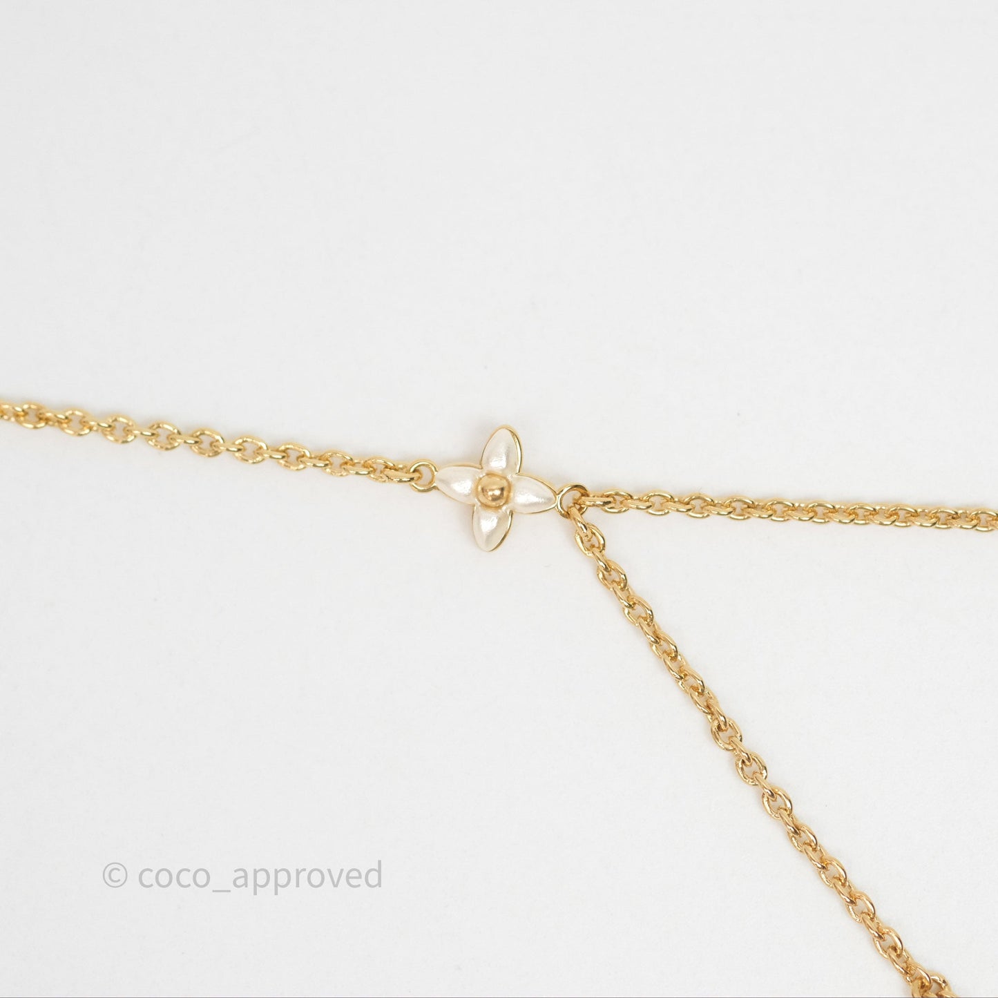 Louis Vuitton Floragram Necklace Pearls Gold Tone