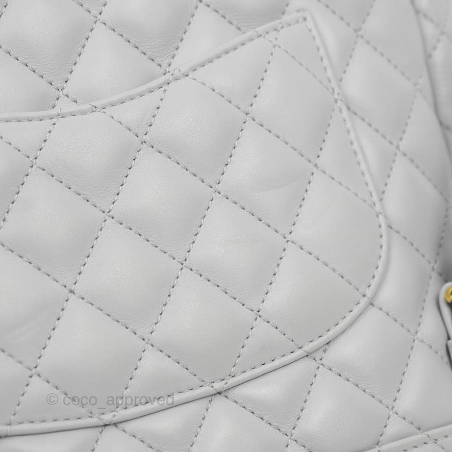 Chanel Large Quilted Urban Spirit Backpack Grey Gold Hardware