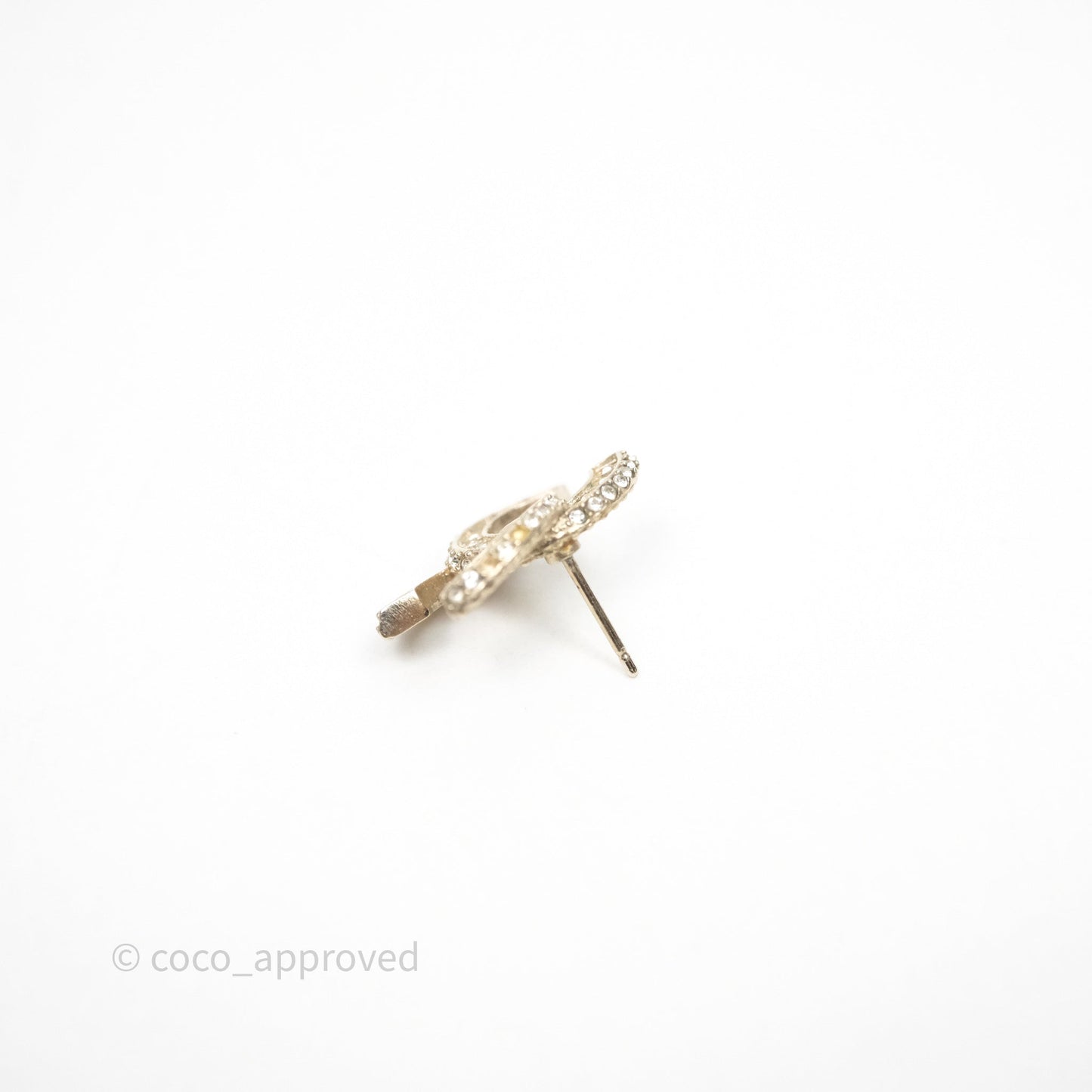 Chanel Crystal CC Earrings Gold Tone 23V
