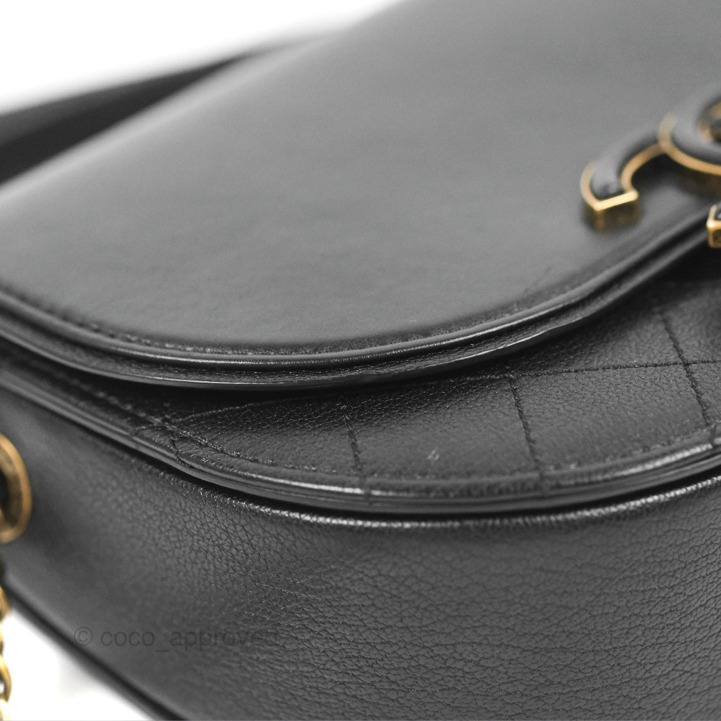 Chanel Small Coco Curve Flap Black Goatskin Antique Gold Hardware