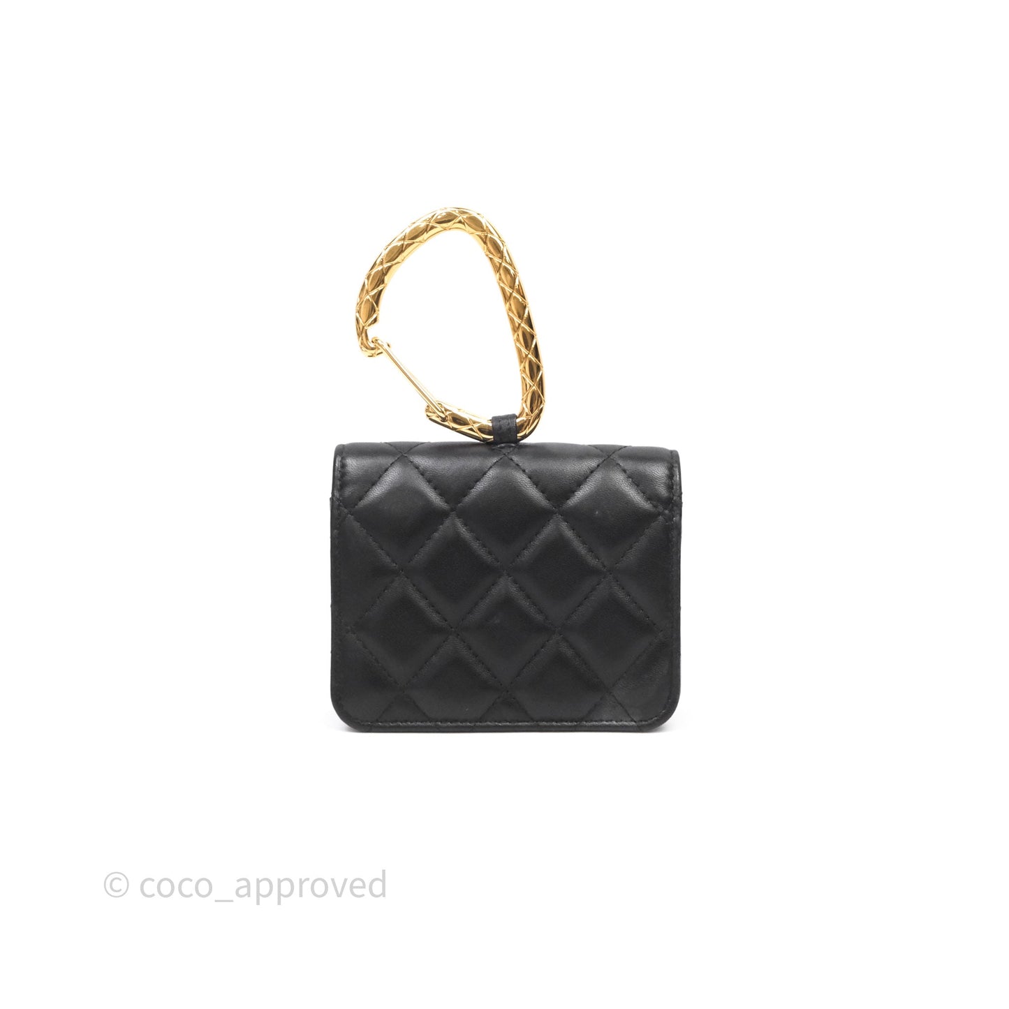 Chanel Jewel Hook Card Holder Black Lambskin Aged Gold Hardware