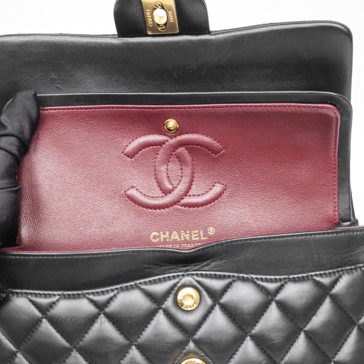 Chanel Small Classic Flap Quilted Black Lambskin Gold Hardware