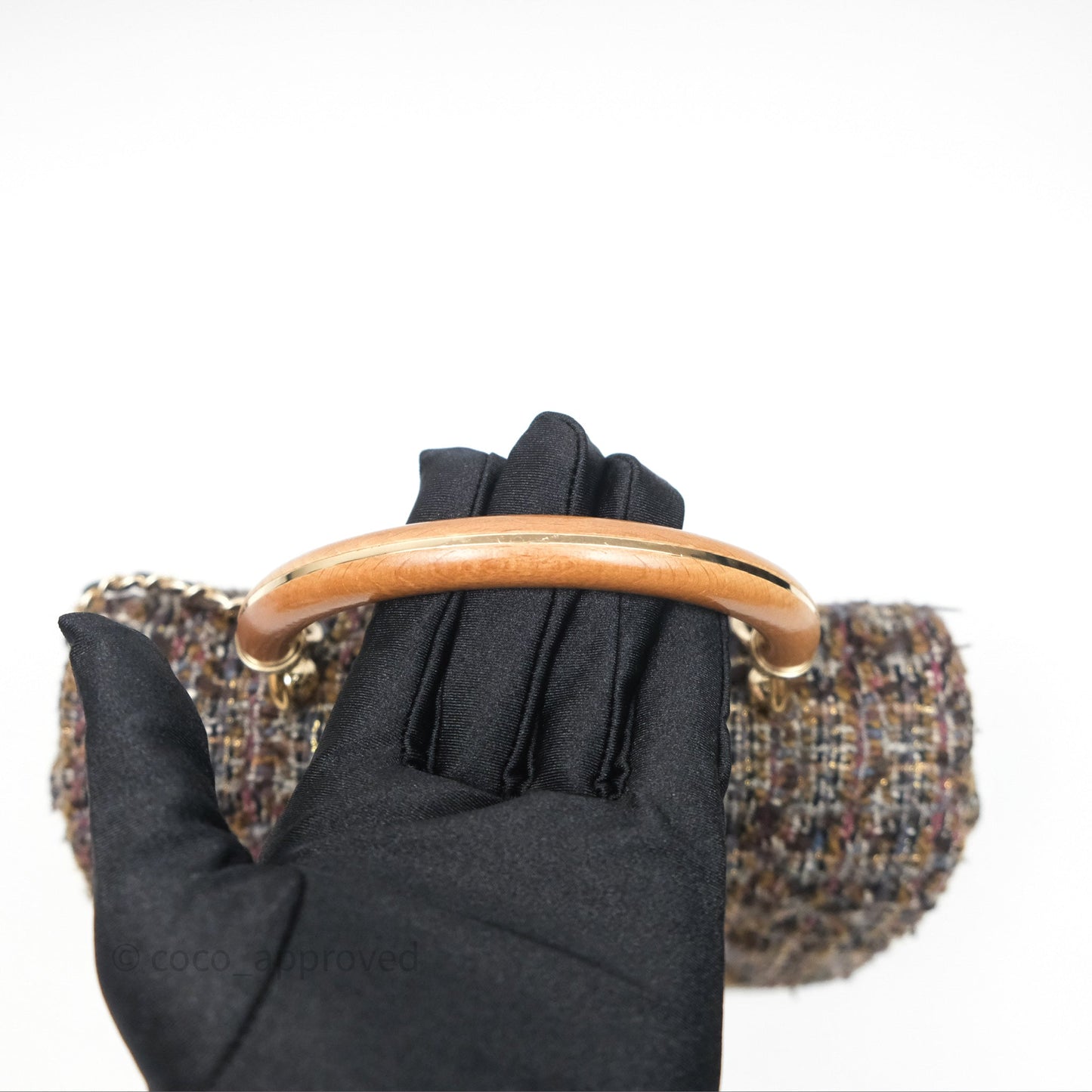 Chanel Top Handle Flap Bag Tweed Gold Hardware
