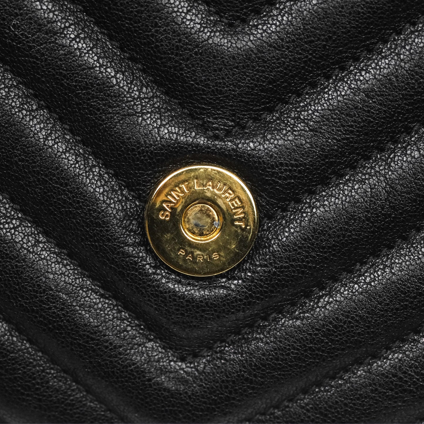 Saint Laurent Chevron Medium College Black Chain Bag Gold Hardware