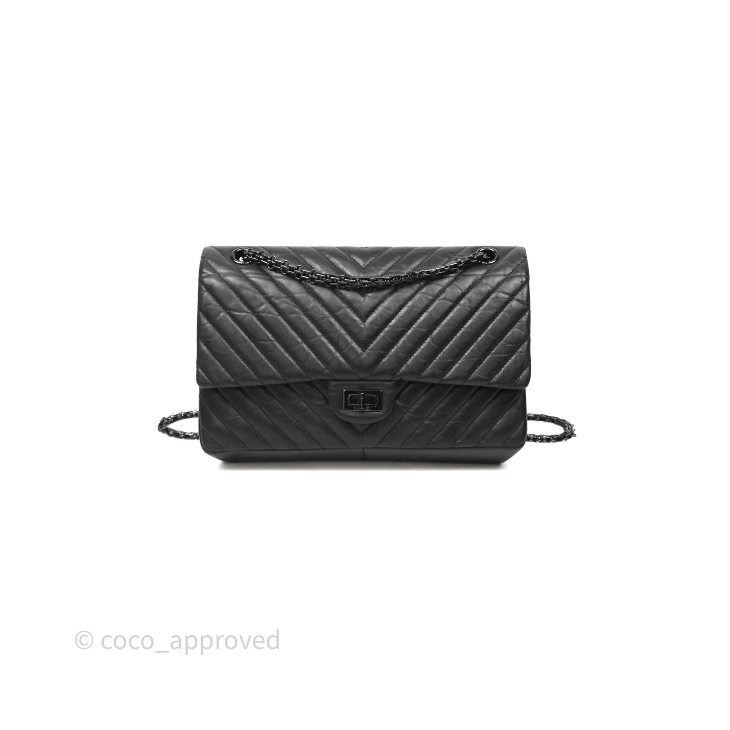 Chanel Reissue Medium 226 Chevron Aged Calfskin So Black