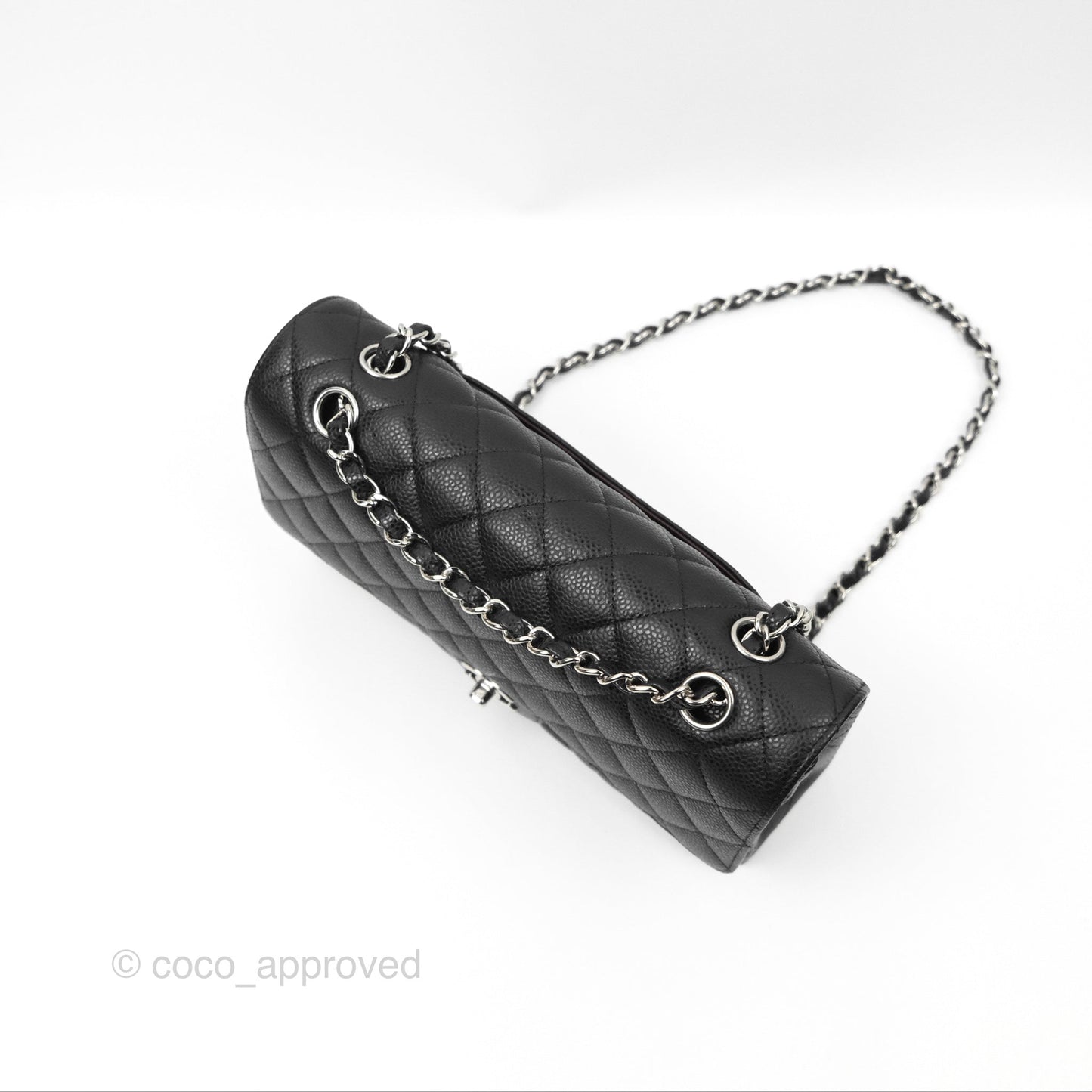 Chanel Classic M/L Medium Flap Quilted Black Caviar Silver Hardware