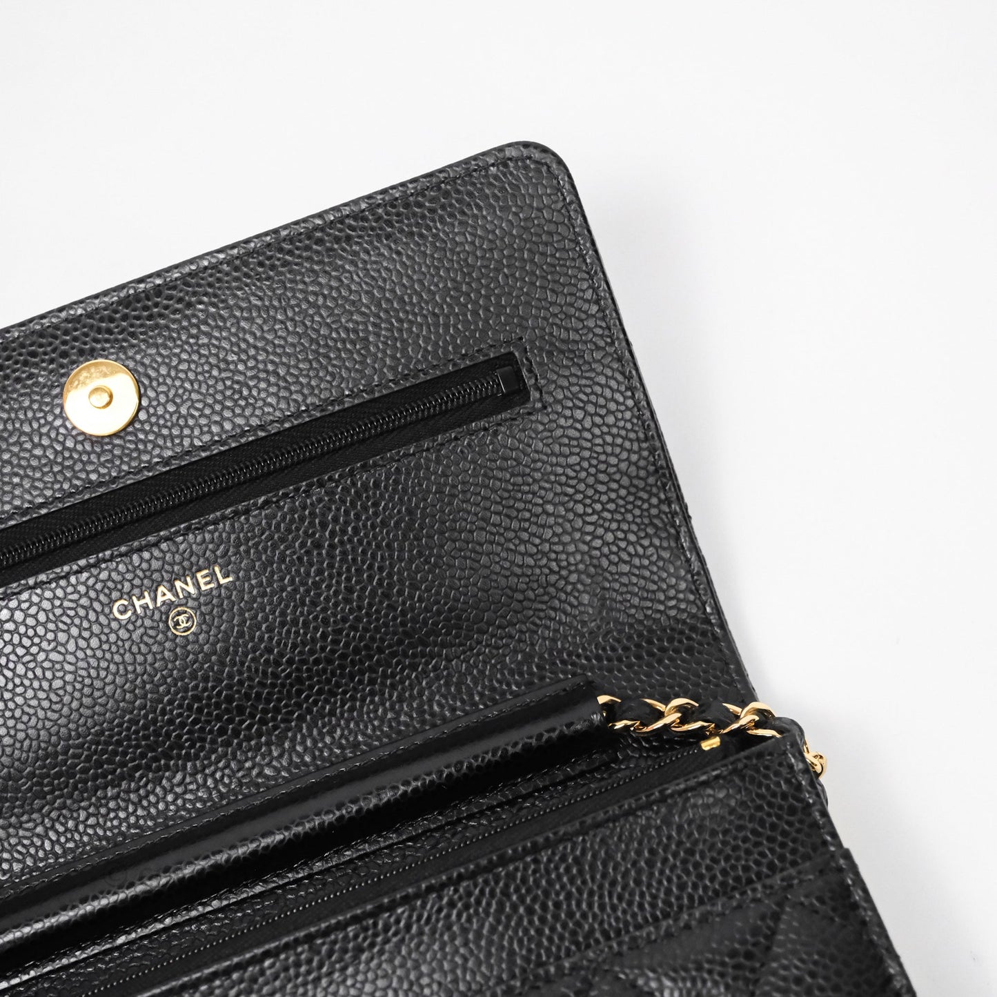 Chanel Quilted WOC Black Caviar Gold Hardware