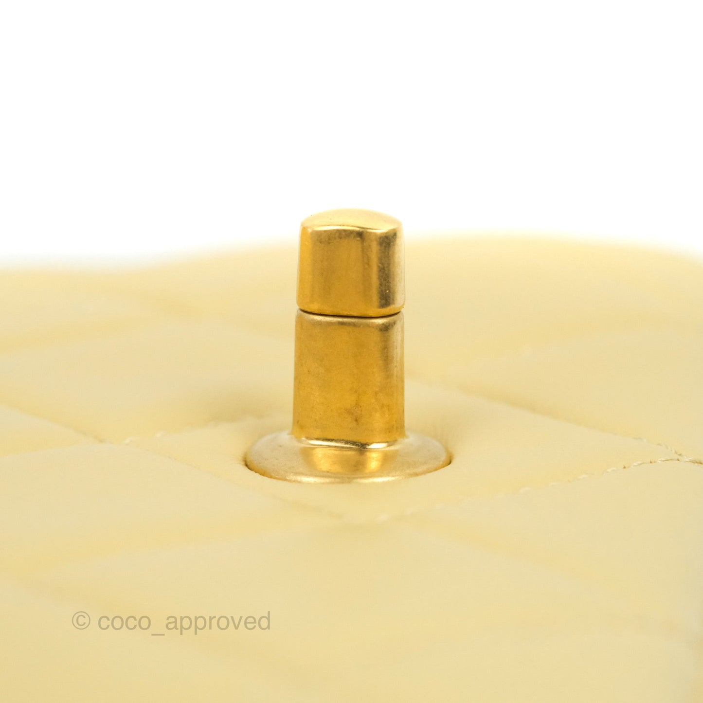 Chanel Enamel Quilted Pending CC Mini Square Flap Yellow Lambskin Aged Gold Hardware 22P