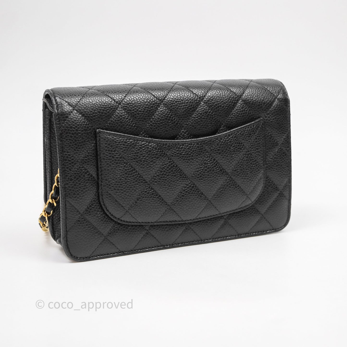 Chanel Classic Wallet On Chain WOC Quilted Black Caviar Gold Hardware