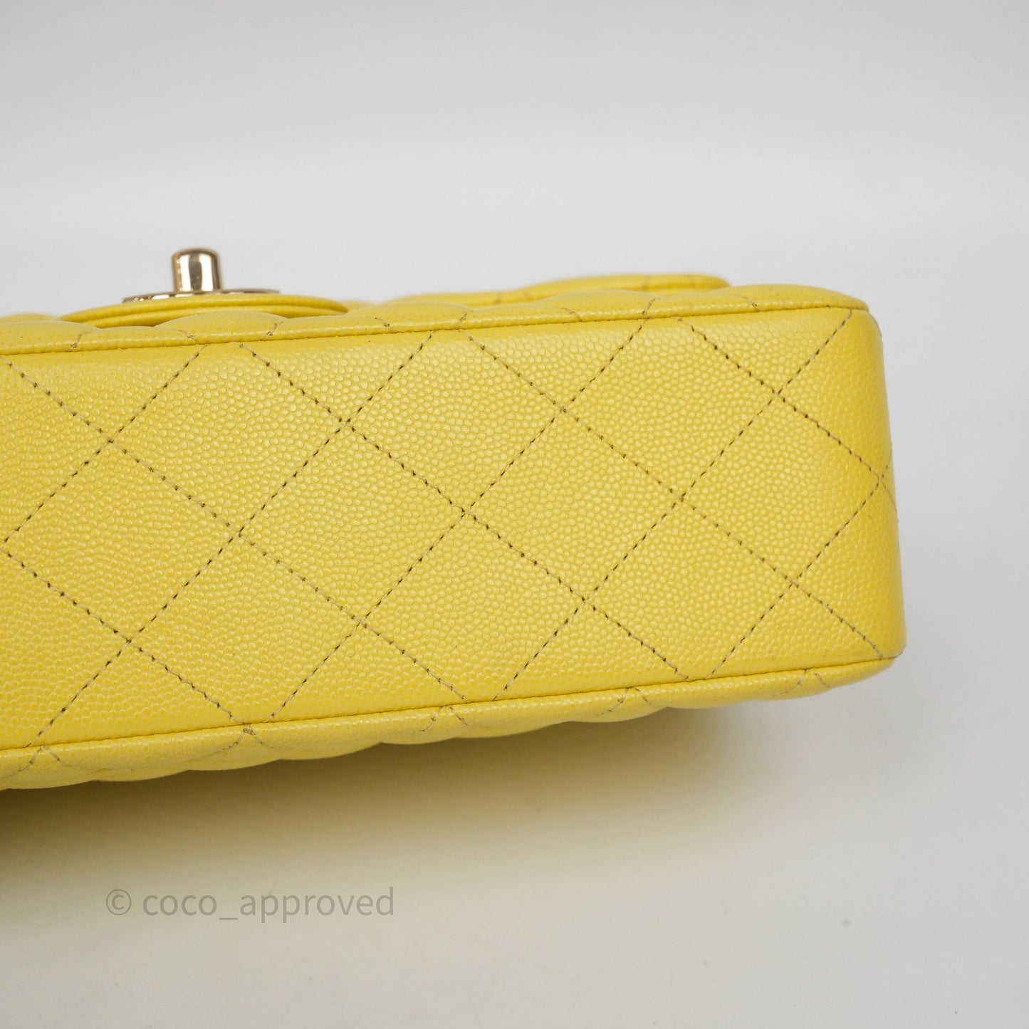 Chanel Small Classic Flap Quilted Yellow Caviar Gold Hardware