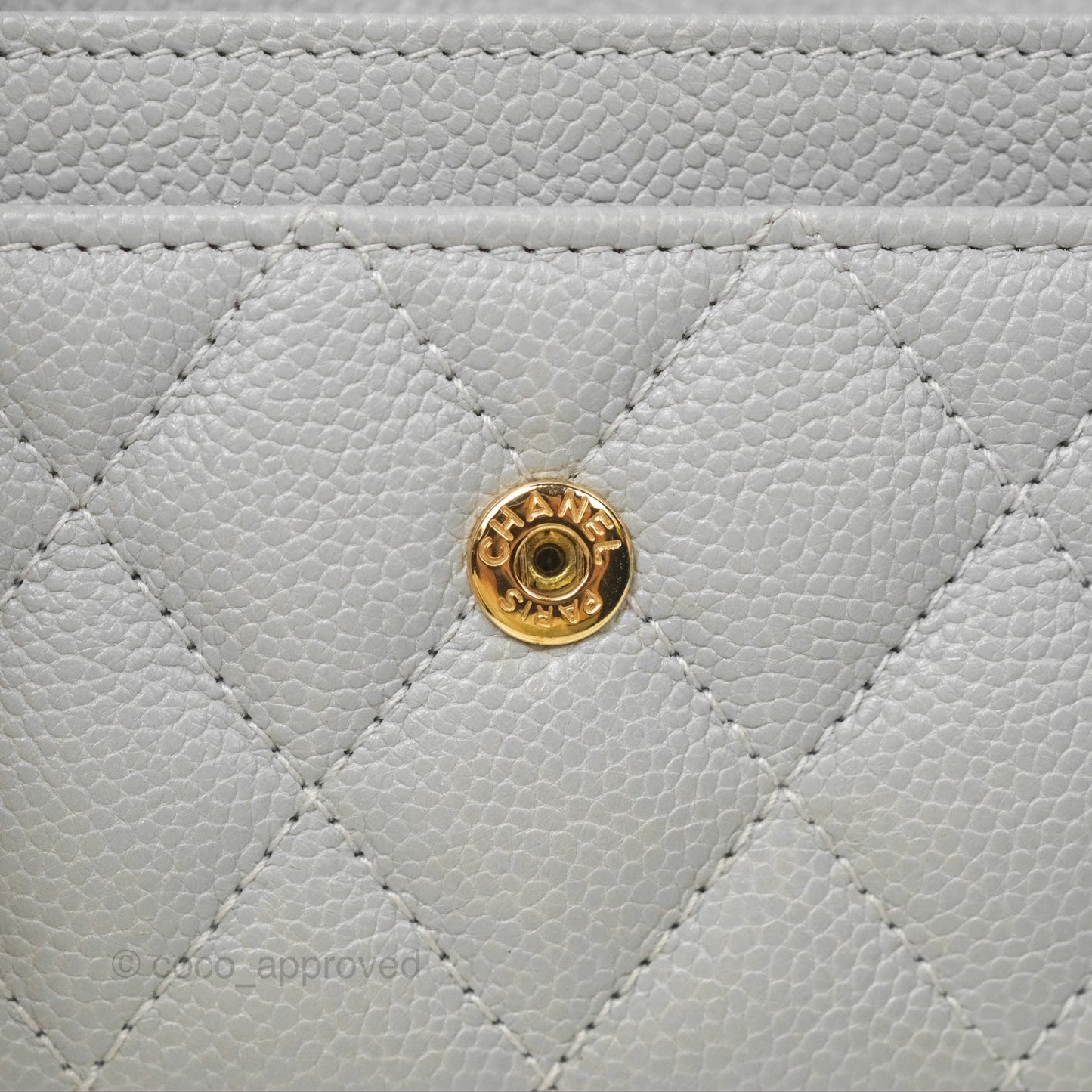 Chanel Boy Quilted Flap Card Holder Grey Caviar Aged Gold Hardware
