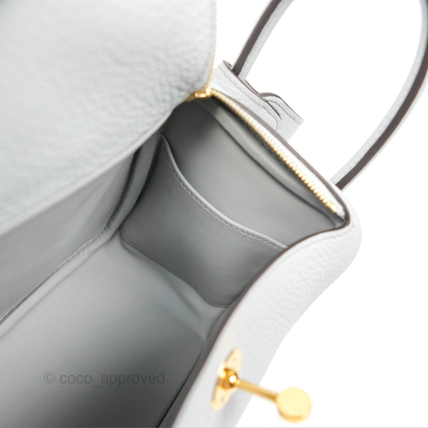 Hermès Mini Lindy 20 Bleu Pale Clemence Gold Hardware
