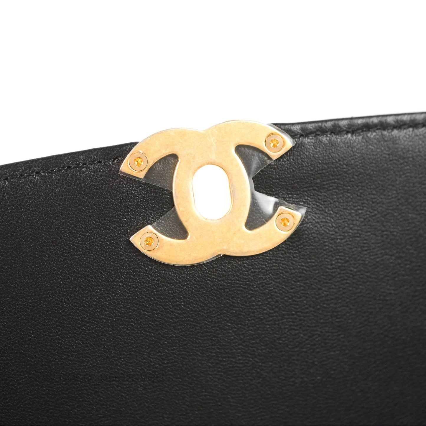 Chanel La Parisienne Top Handle Flap Bag Black Lambskin Aged Gold Hardware