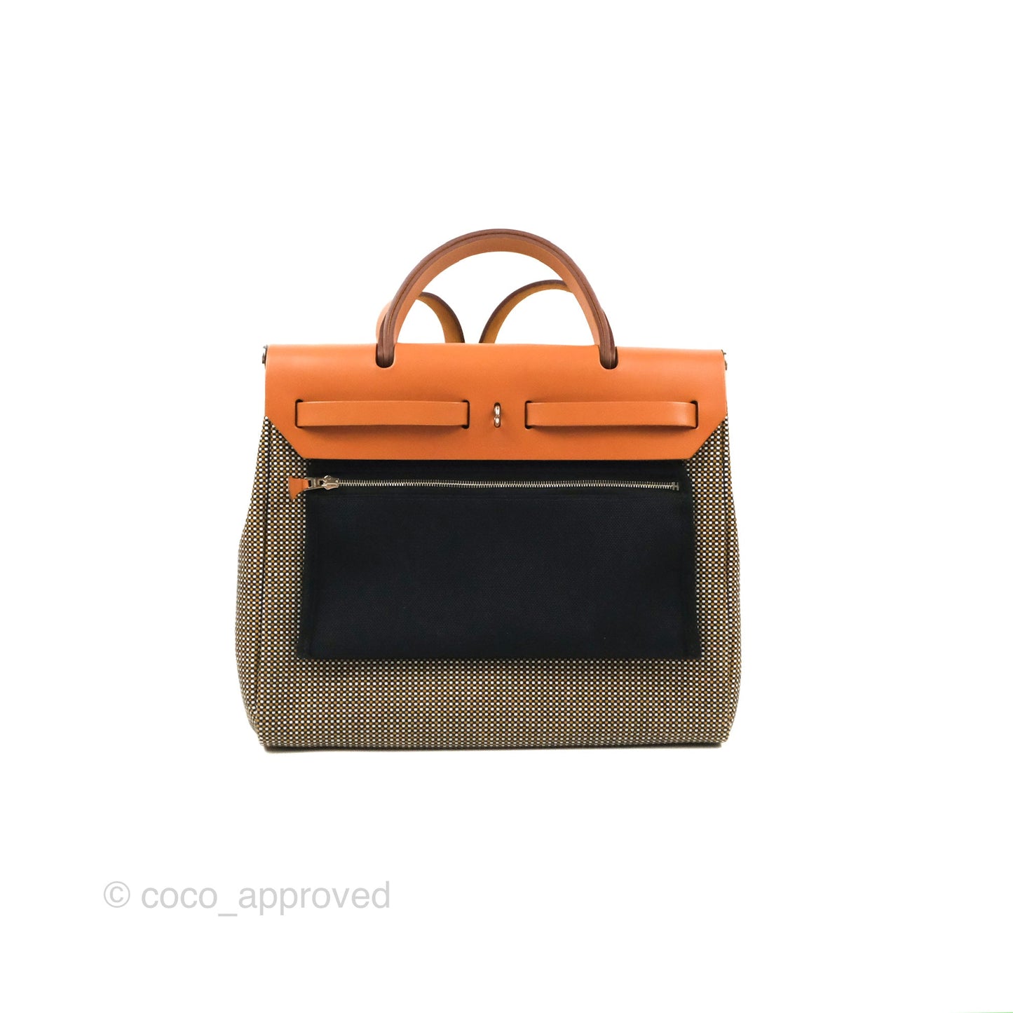Hermès Herbag Zip 31 Black/White/Desert Viking Criss Toile Natural Palladium Hardware