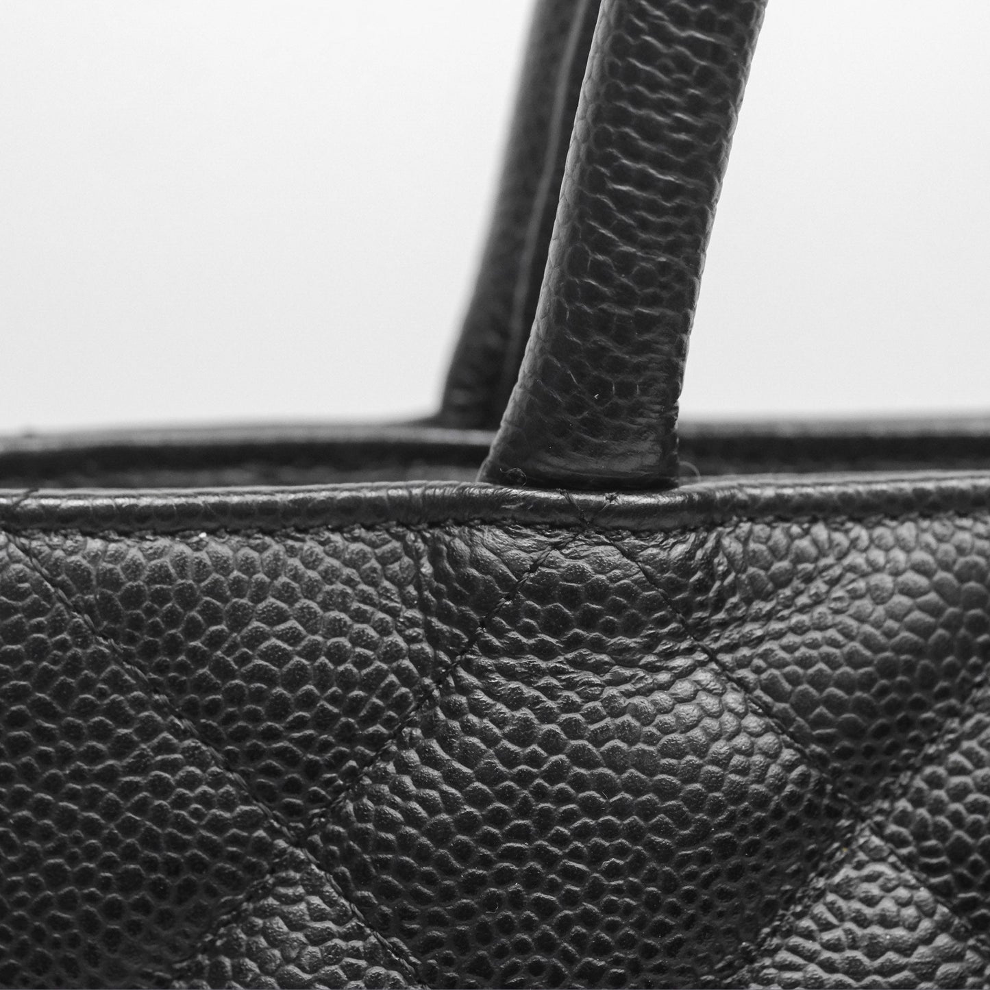 Chanel Vintage Medallion CC Black Caviar Tote Bag Gold Hardware