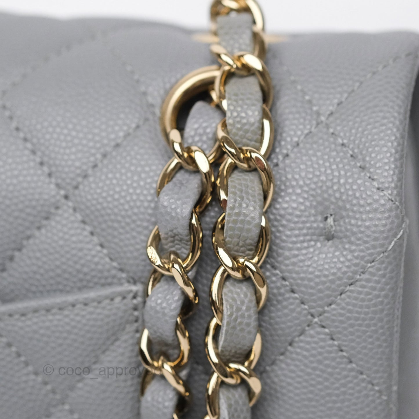 Chanel Classic M/L Medium Flap Quilted Grey Caviar Gold Hardware